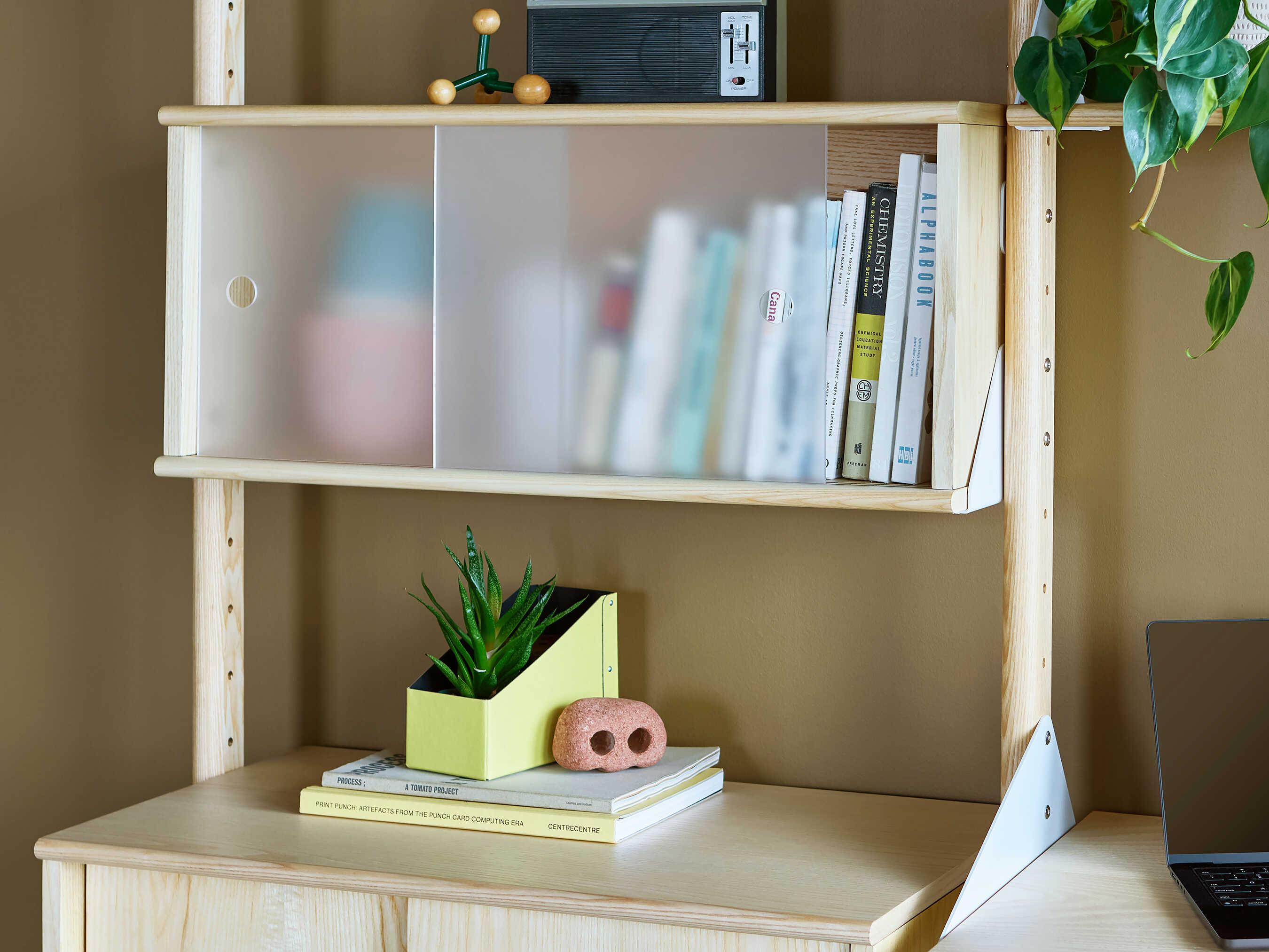 Gus* Modern Branch Blonde Ash White Cabinet with Brackets