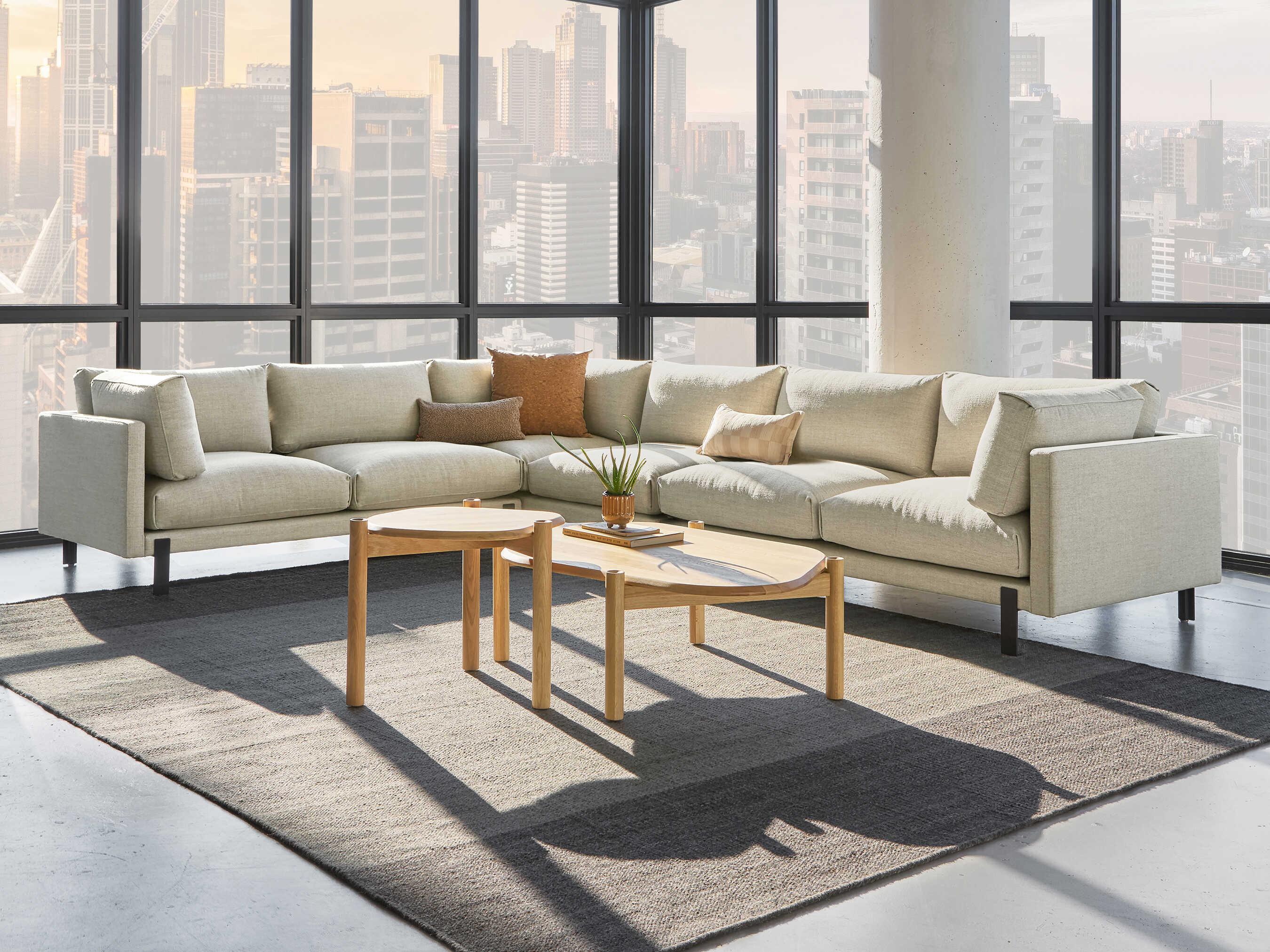 Gus* Modern Silverlake White Upholstered Sectional Sofa