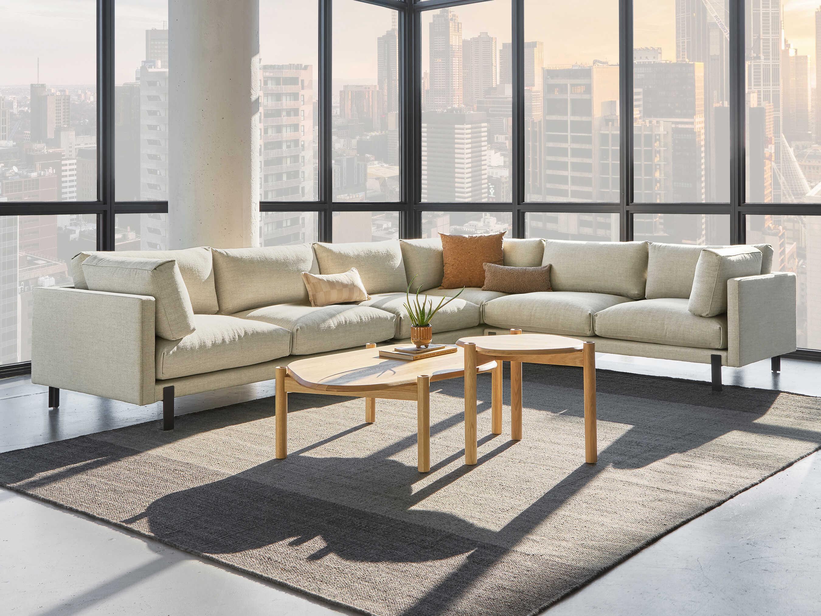 Gus* Modern Silverlake White Upholstered Sectional Sofa