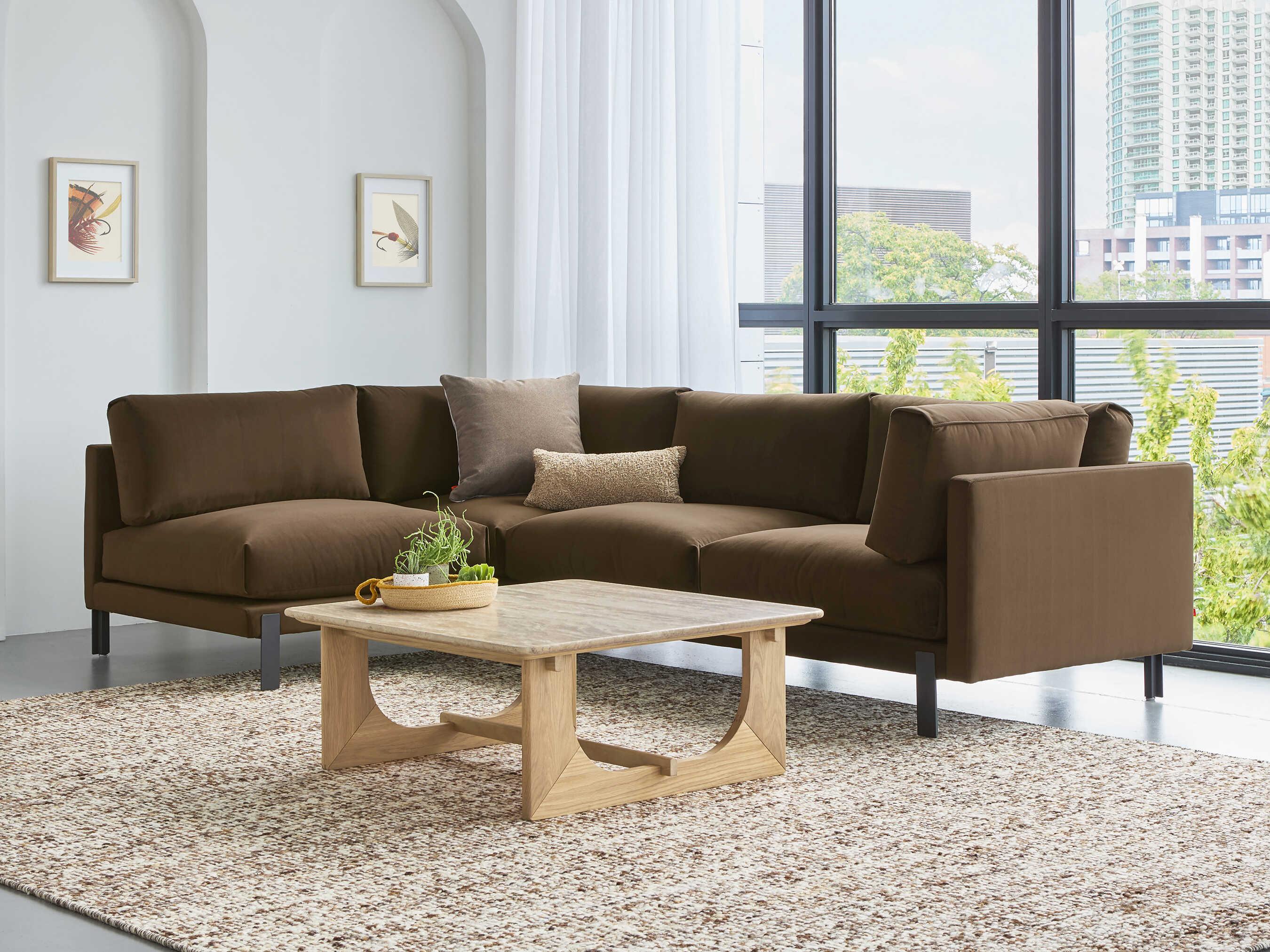 Gus* Modern Silverlake Brown Upholstered Sectional Sofa