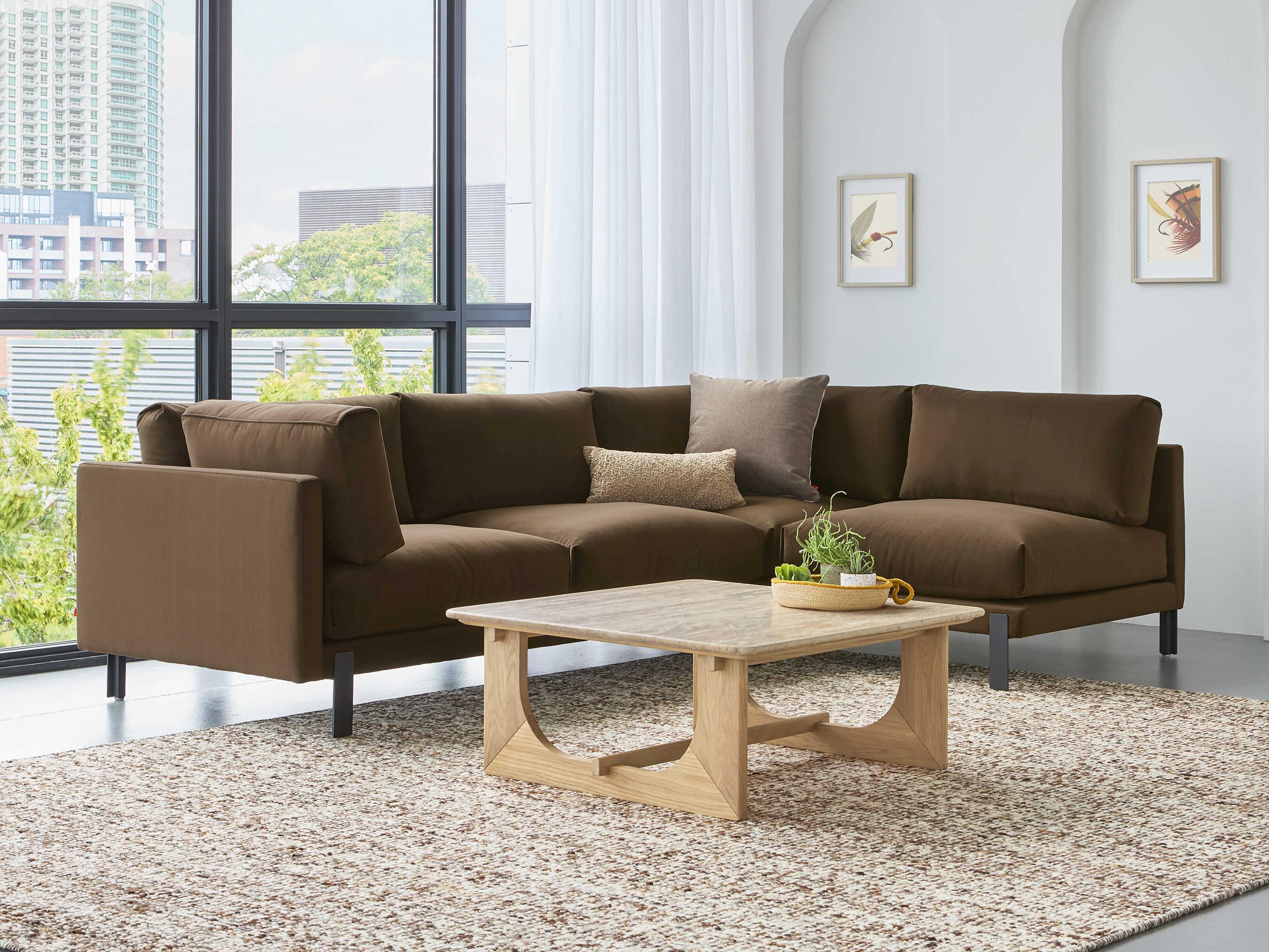Gus* Modern Silverlake Brown Upholstered Sectional Sofa