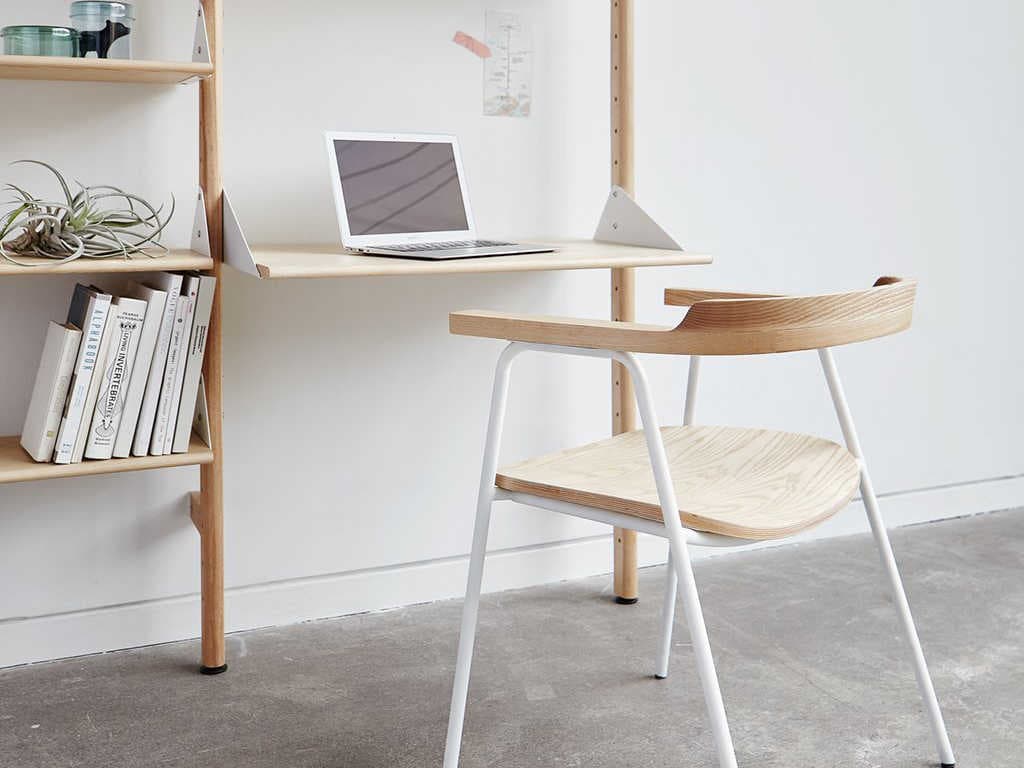 Gus* Modern Branch Ash Blonde White Beige Wood Leaning Ladder Desk