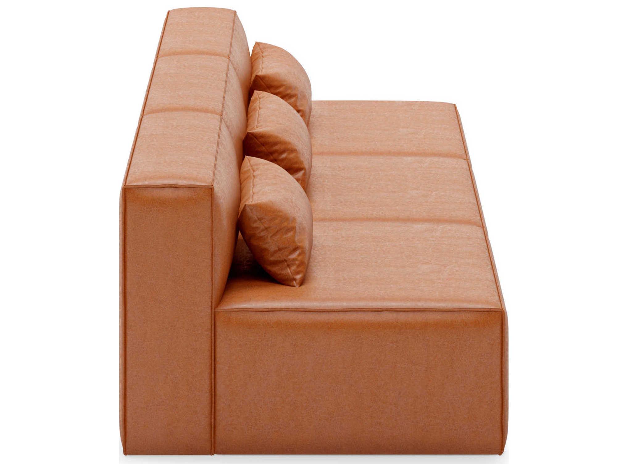 Gus* Modern Mix Leather Cognac Brown Upholstered Sofa