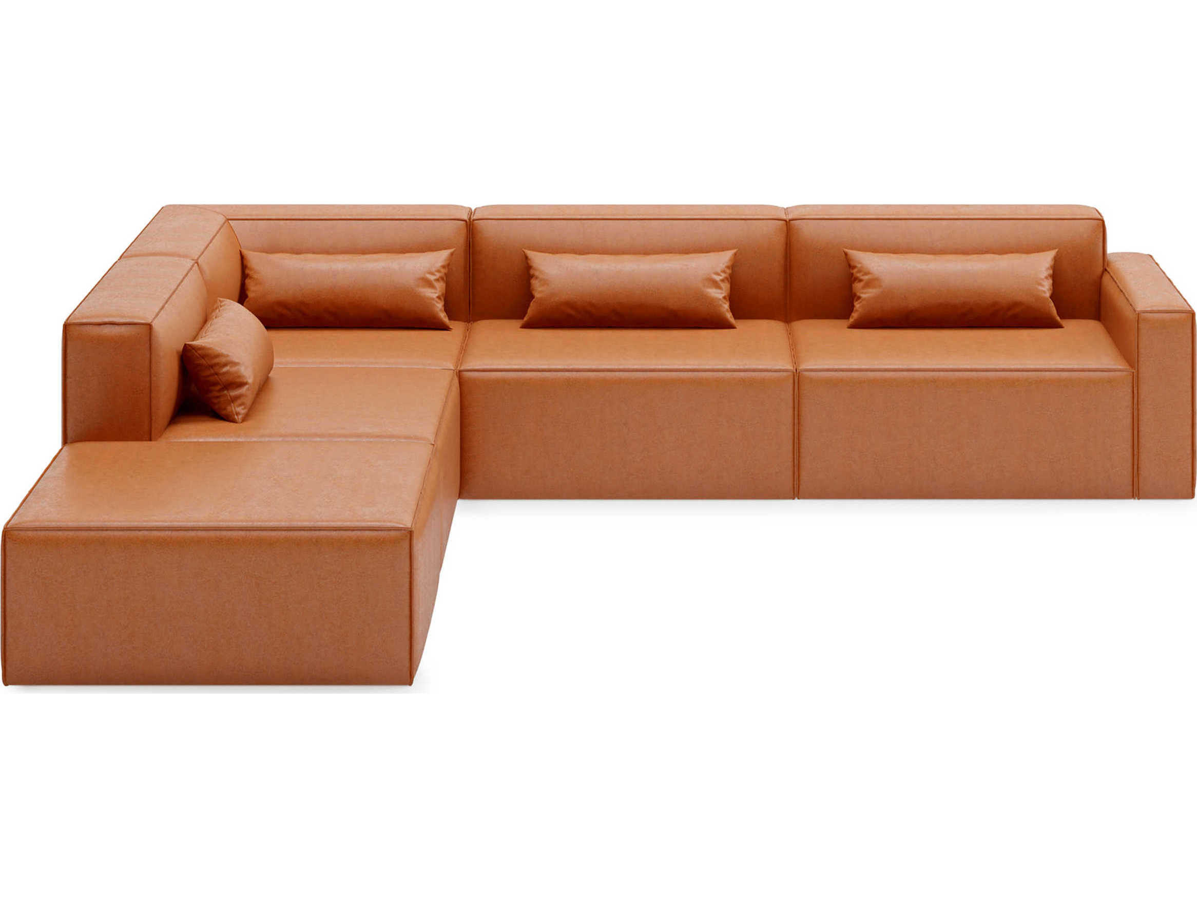 Gus* Modern Mix Brown Leather Sectional Sofa
