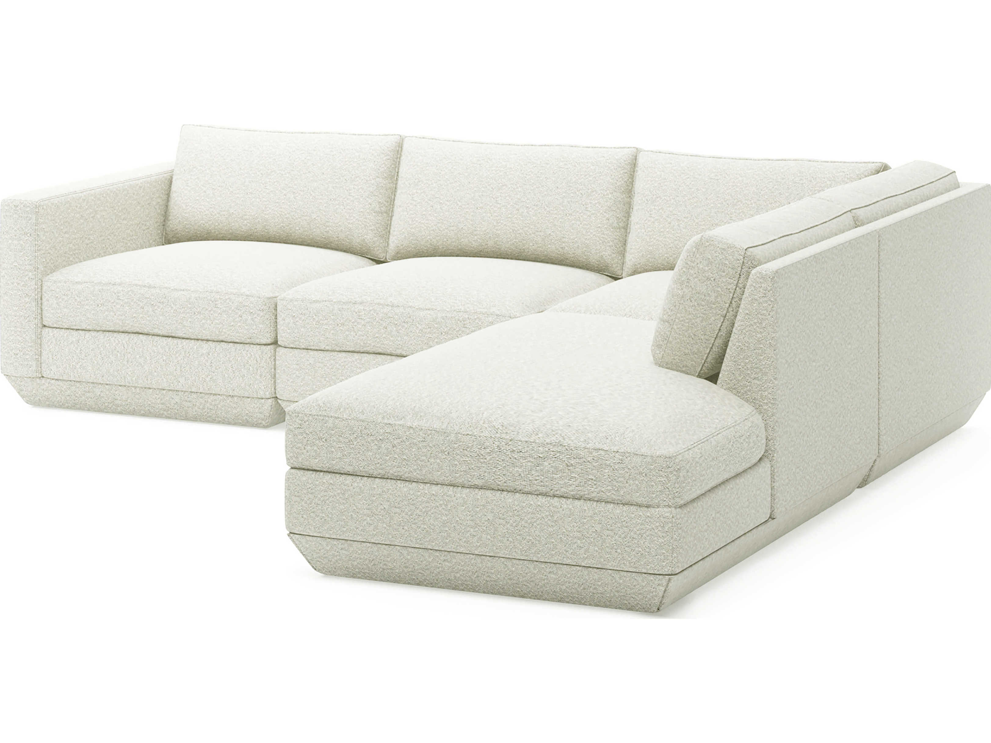 Gus* Modern Podium White Upholstered Sectional Sofa