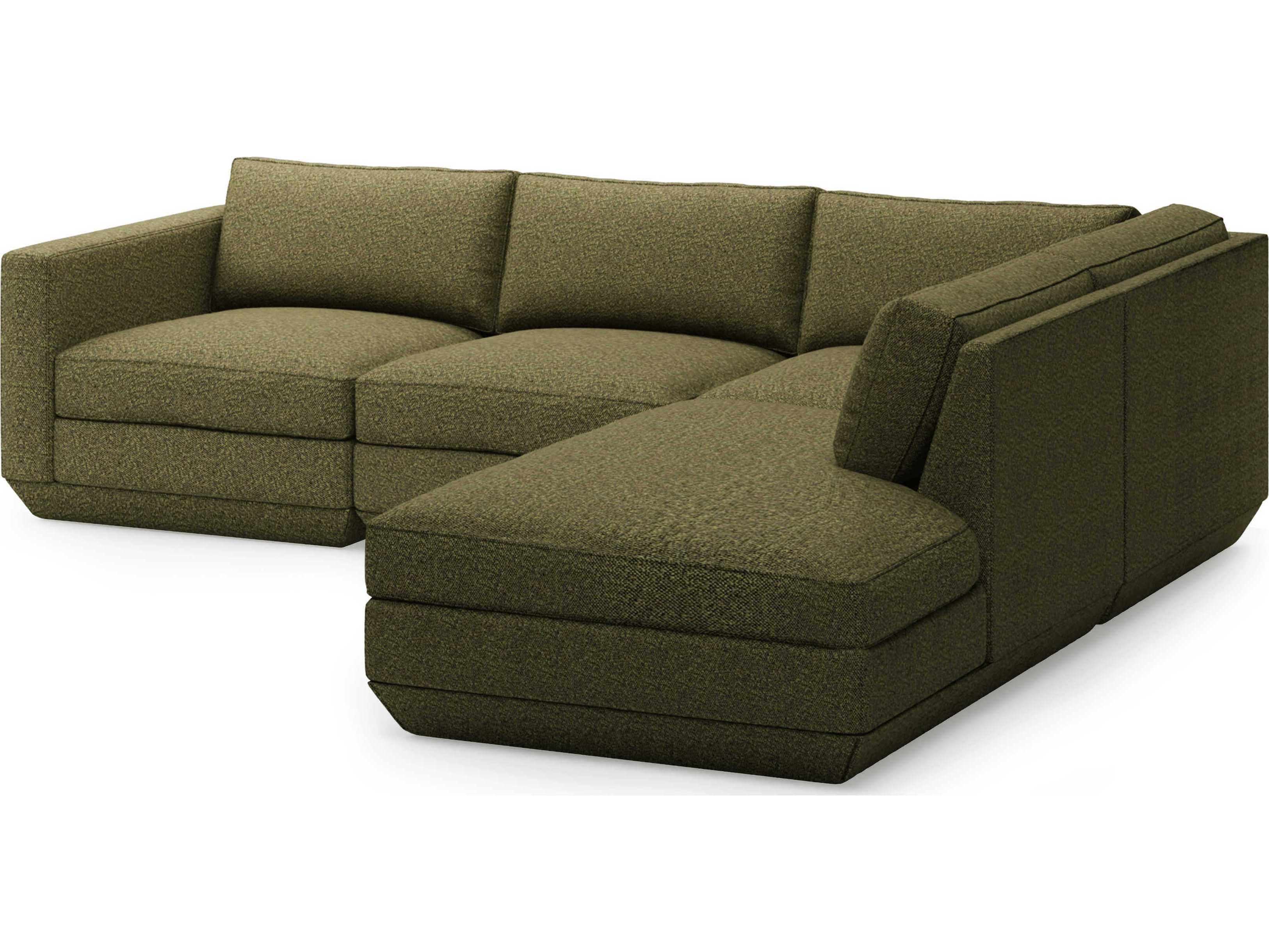 Gus* Modern Podium Green Upholstered Sectional Sofa