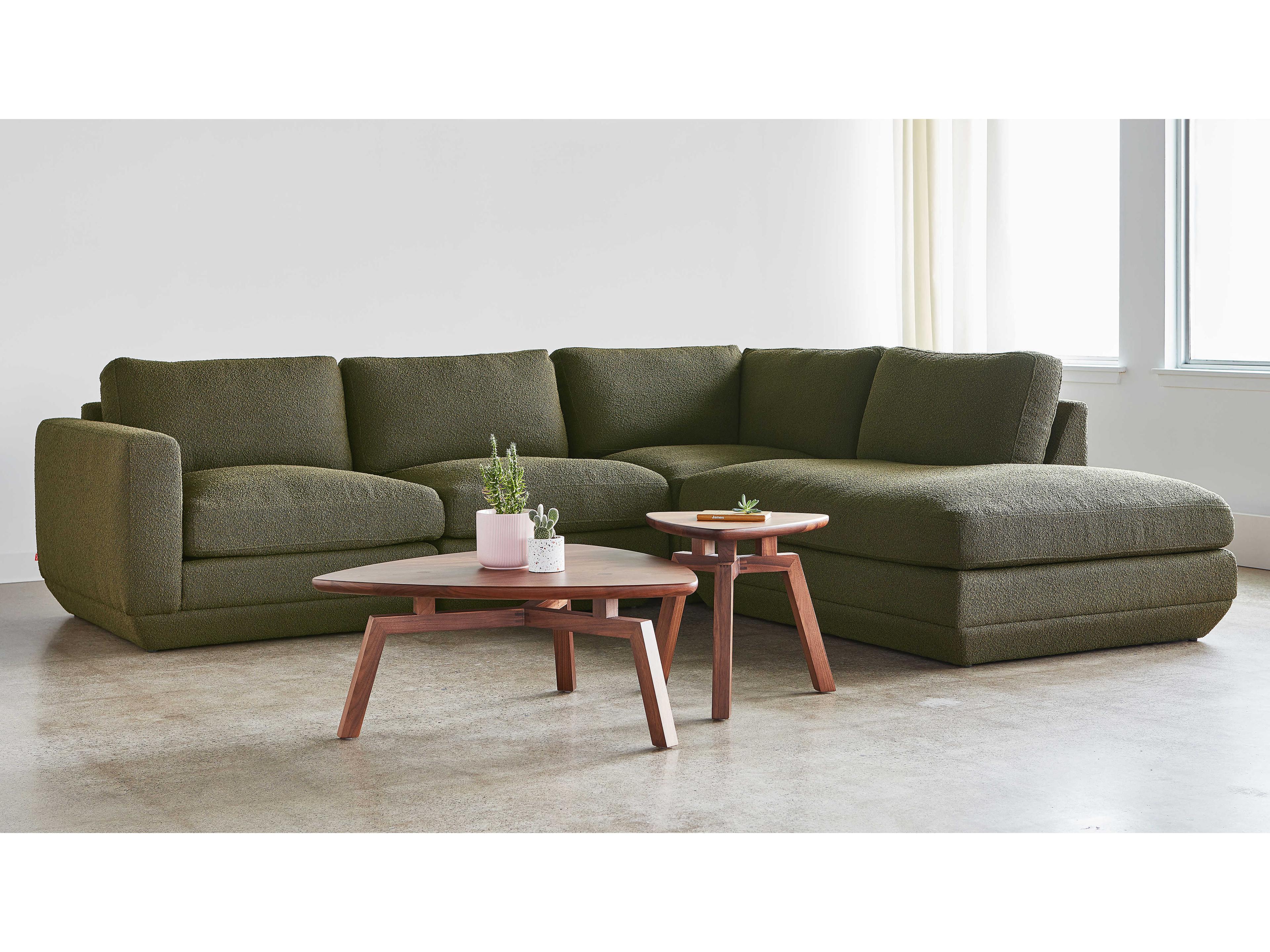 Gus* Modern Podium Green Upholstered Sectional Sofa