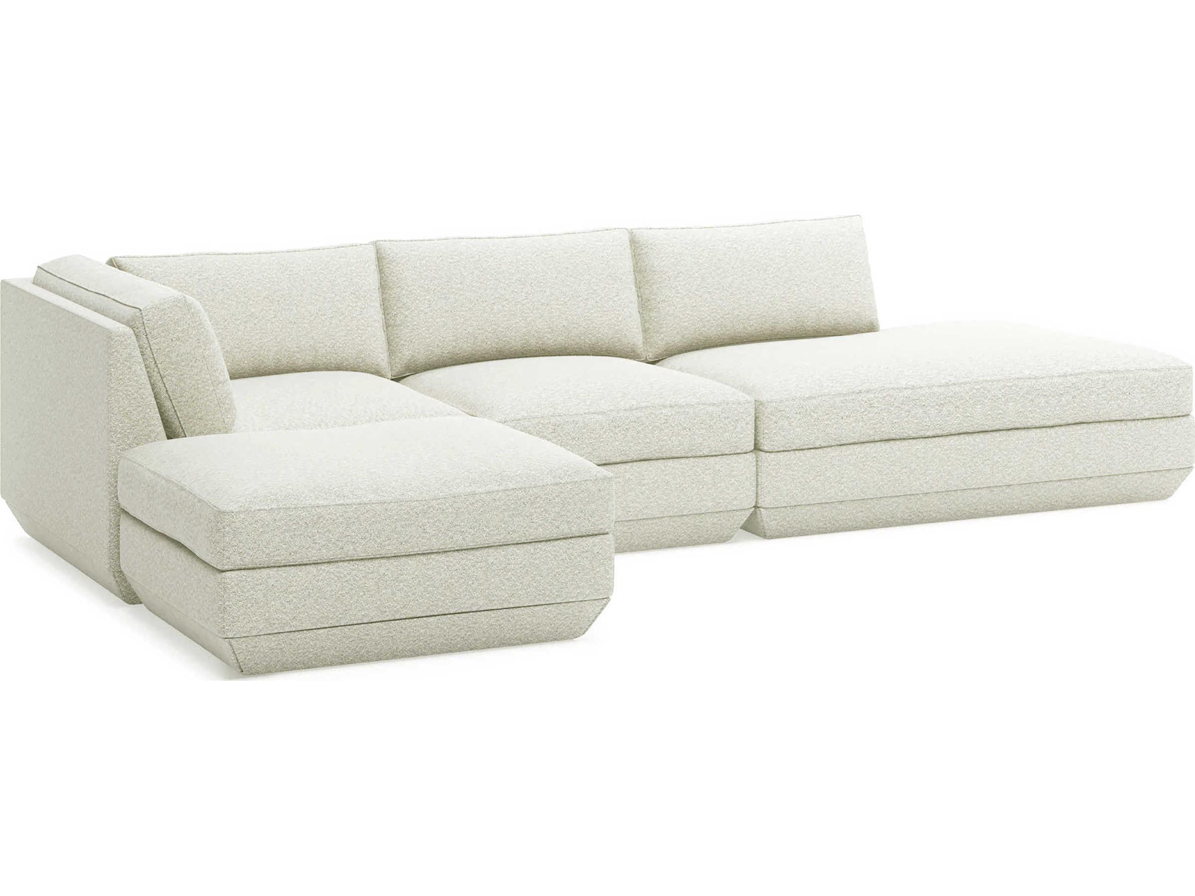 Gus* Modern Podium White Upholstered Sectional Sofa
