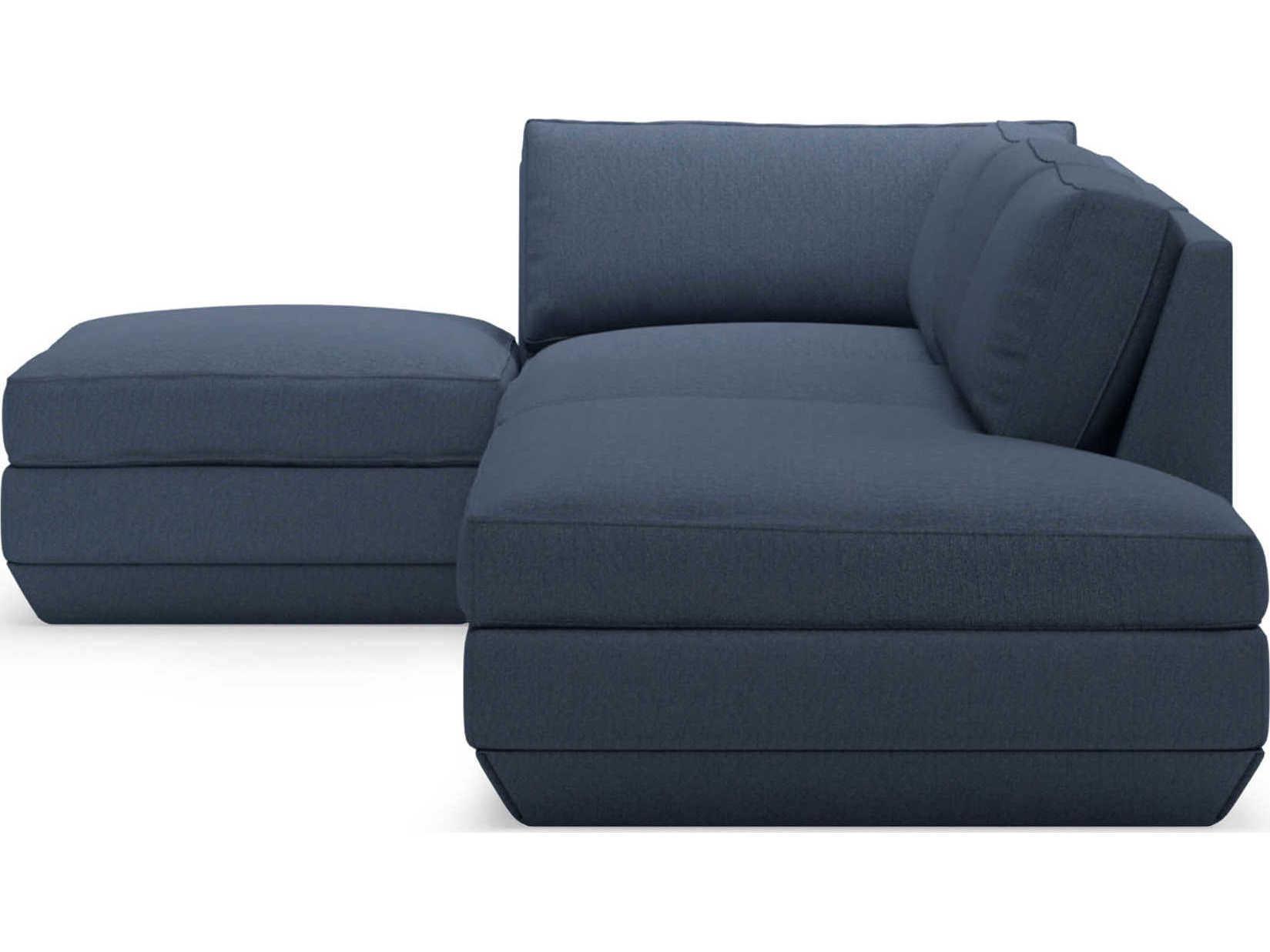 Gus* Modern Podium Blue Upholstered Sectional Sofa
