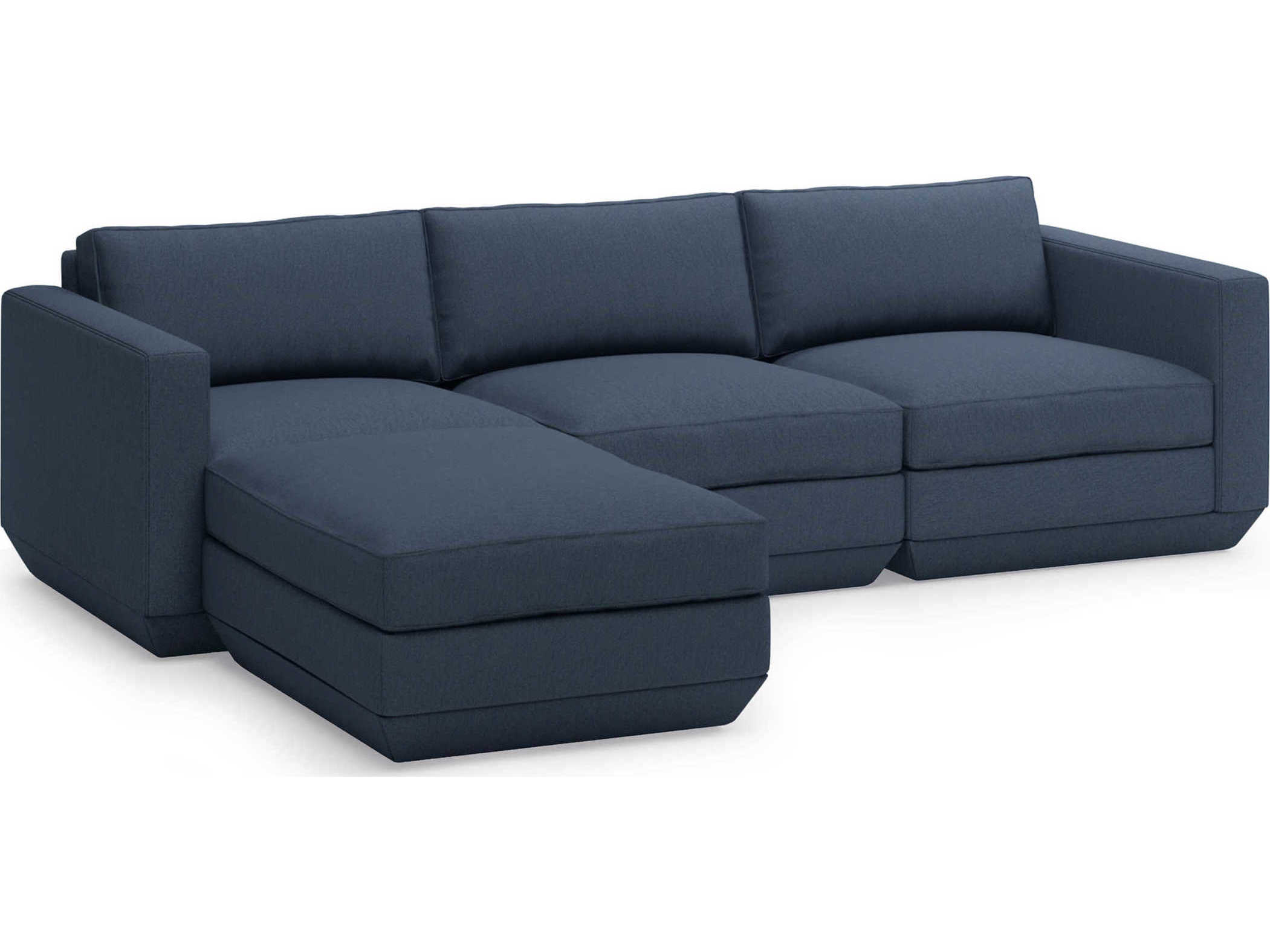 Gus* Modern Podium Blue Upholstered Sectional Sofa