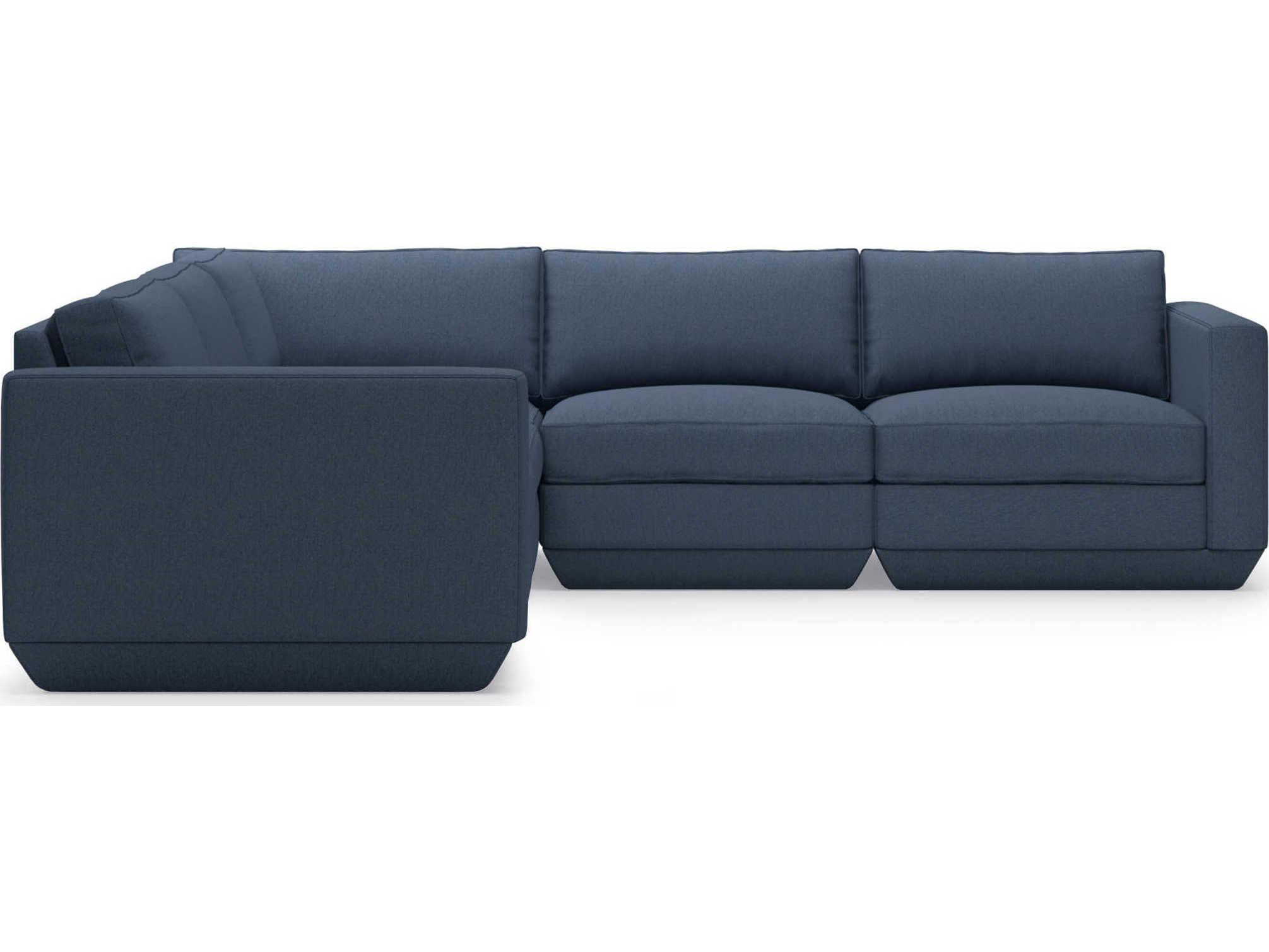 Gus* Modern Podium Blue Upholstered Sectional Sofa
