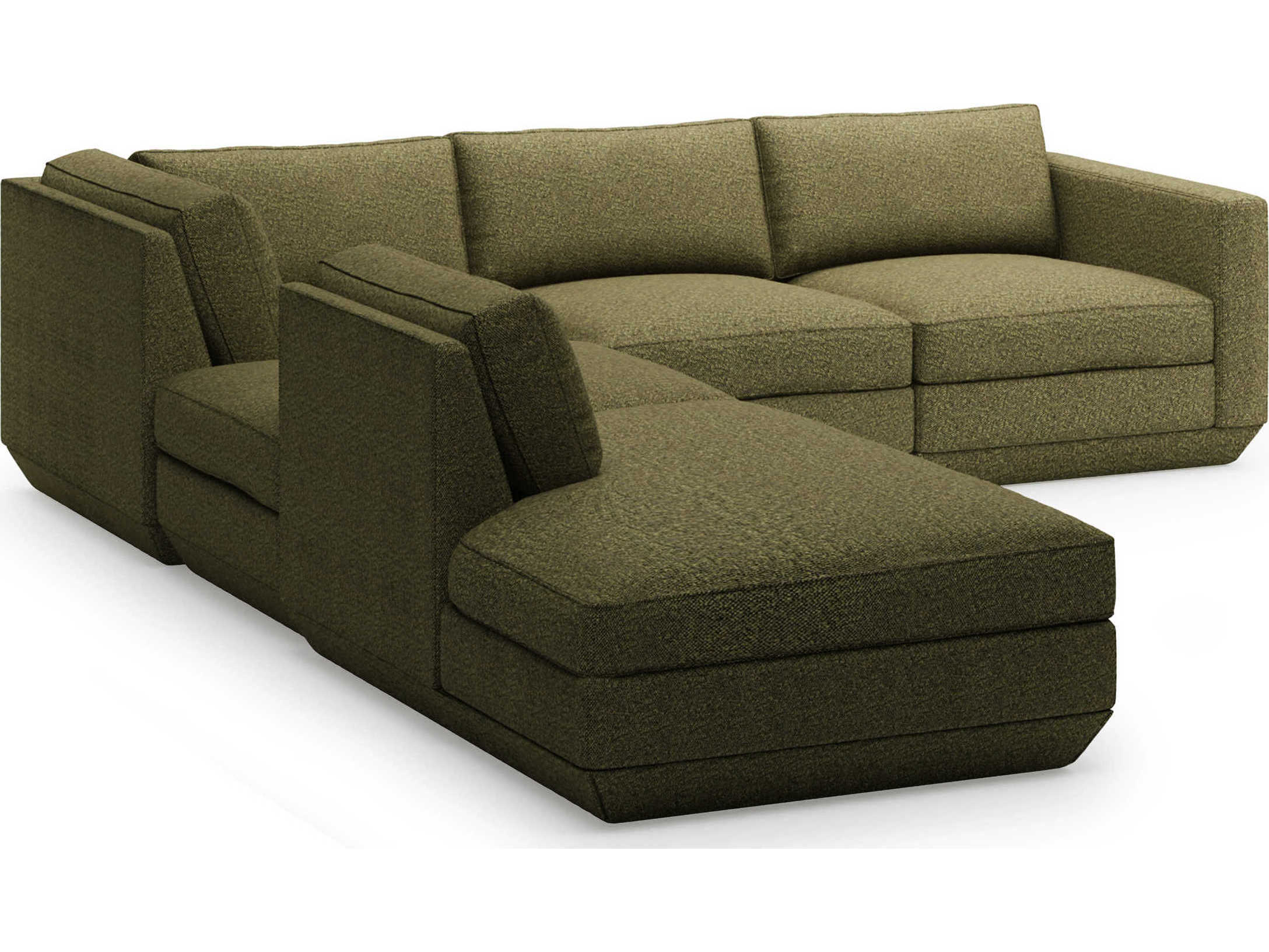 Gus* Modern Podium Green Upholstered Sectional Sofa