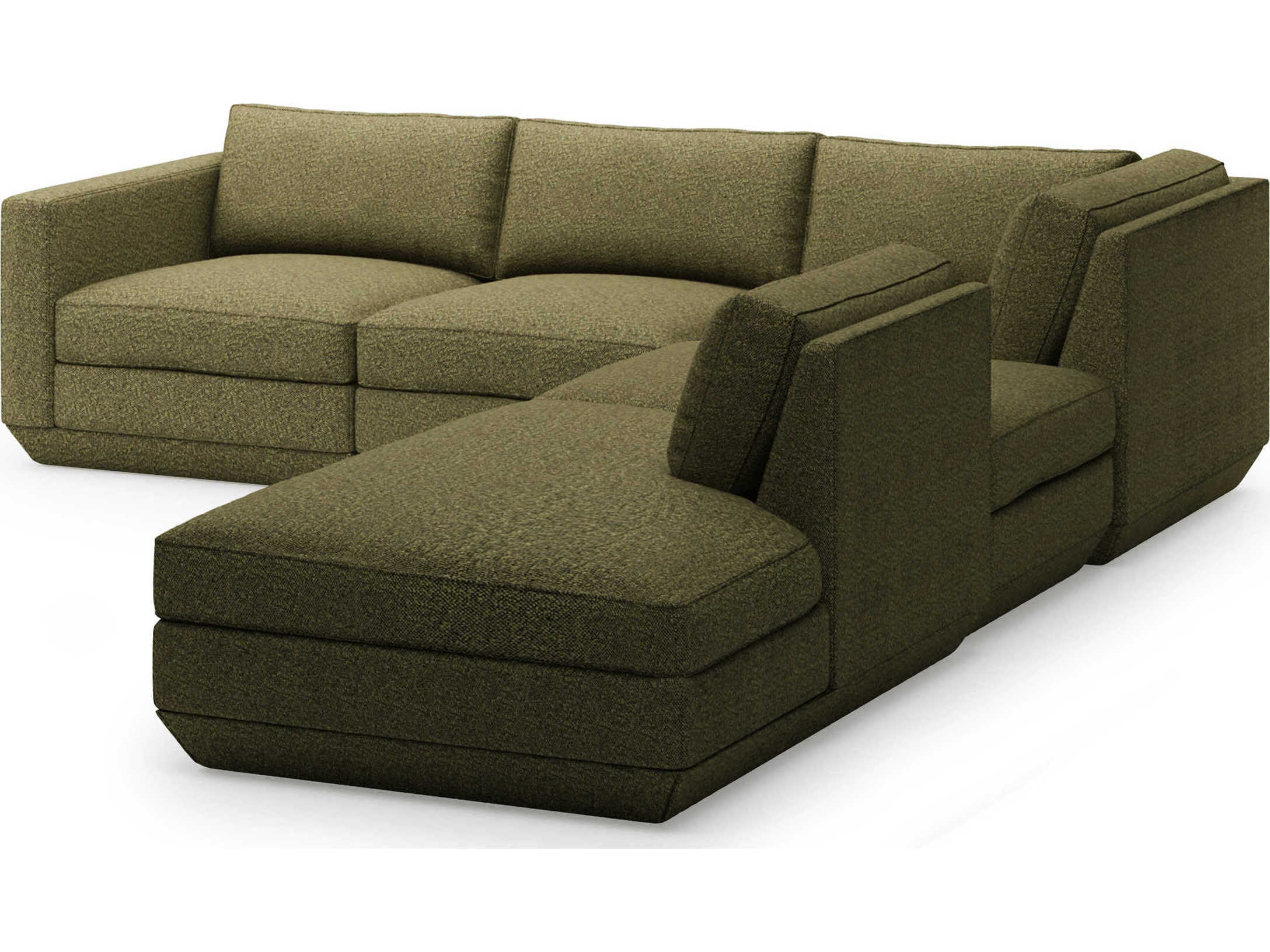 Gus* Modern Podium Green Upholstered Sectional Sofa