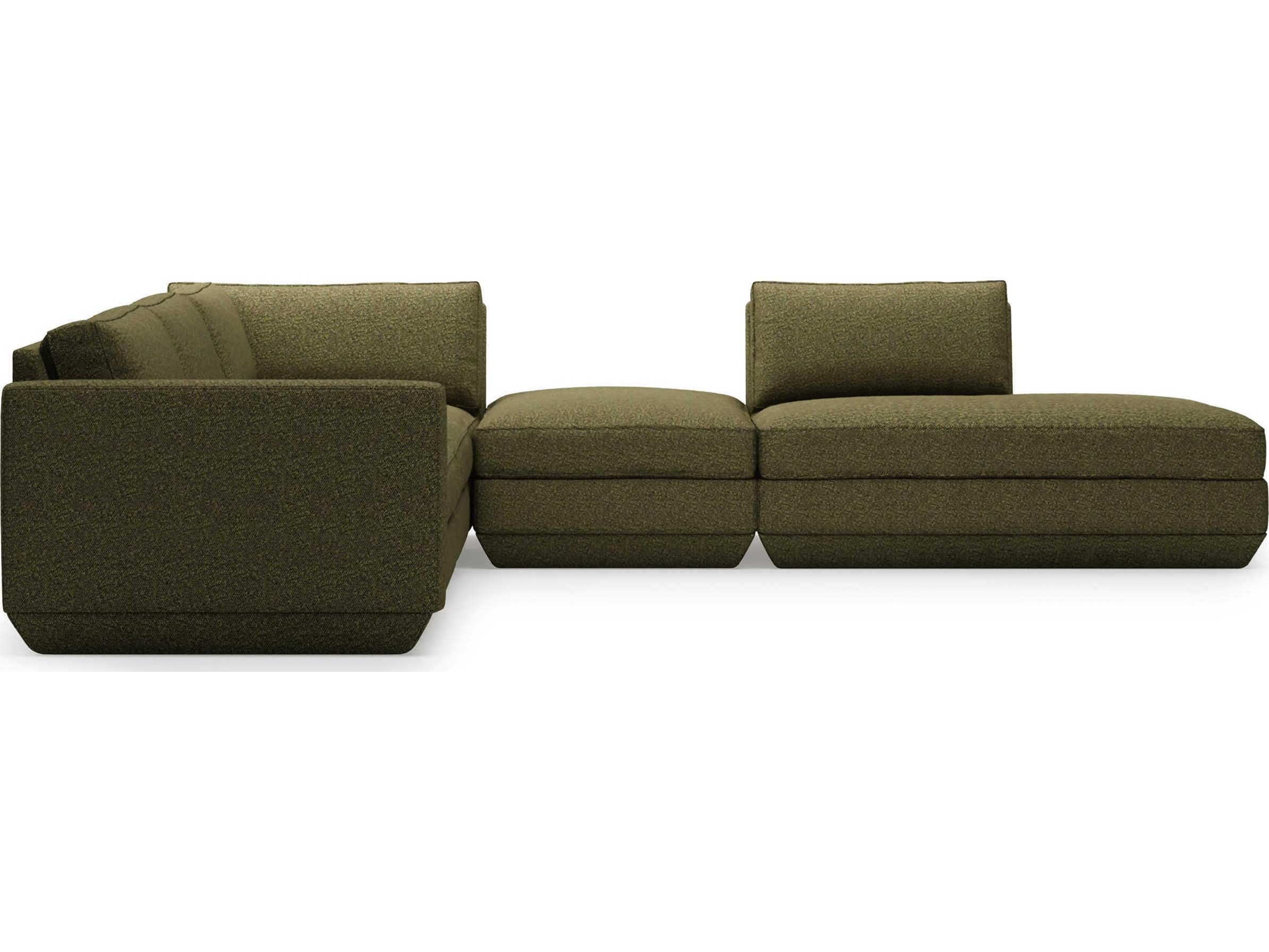 Gus* Modern Podium Green Upholstered Sectional Sofa