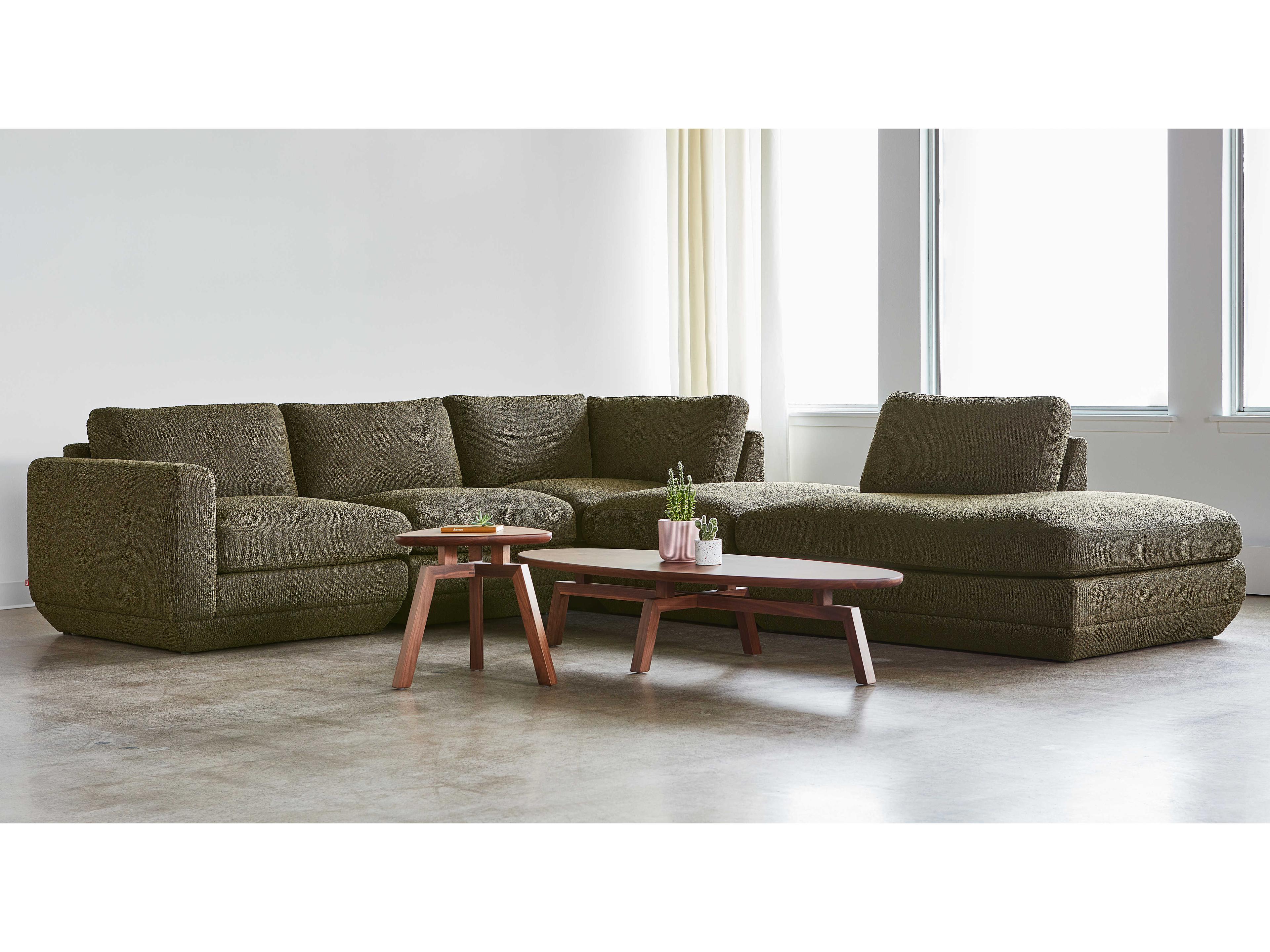 Gus* Modern Podium Green Upholstered Sectional Sofa