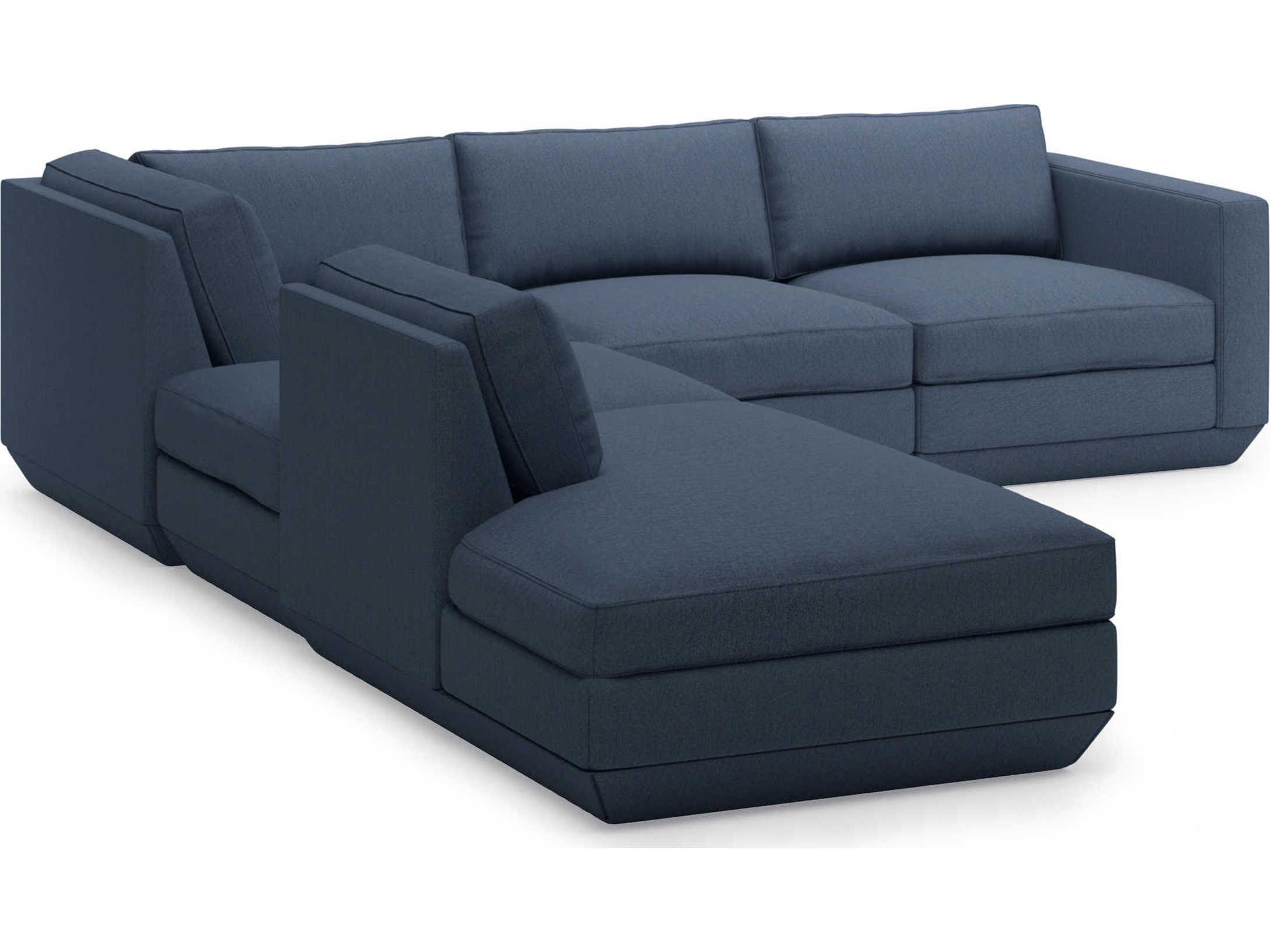 Gus* Modern Podium Blue Upholstered Sectional Sofa