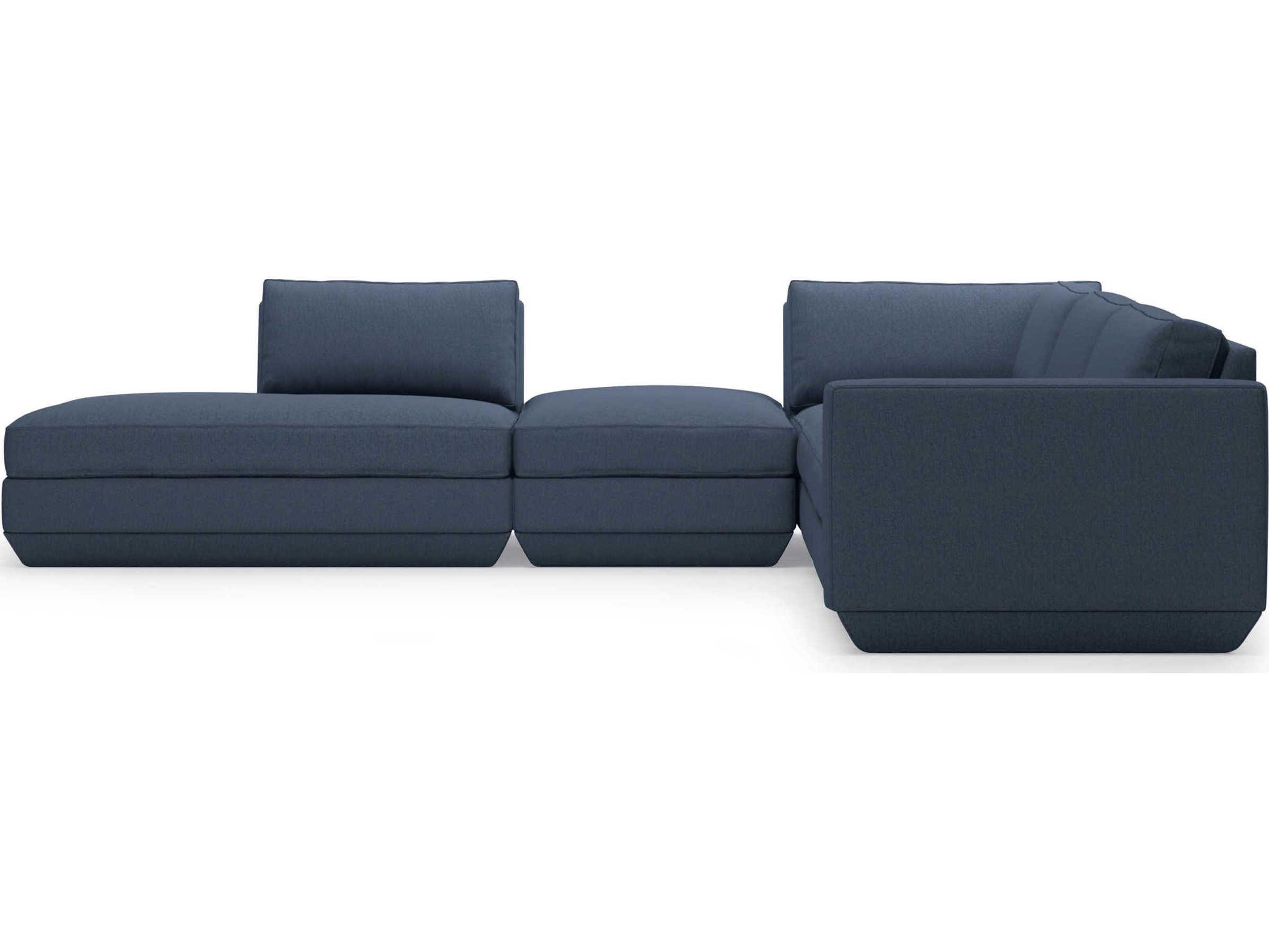 Gus* Modern Podium Blue Upholstered Sectional Sofa