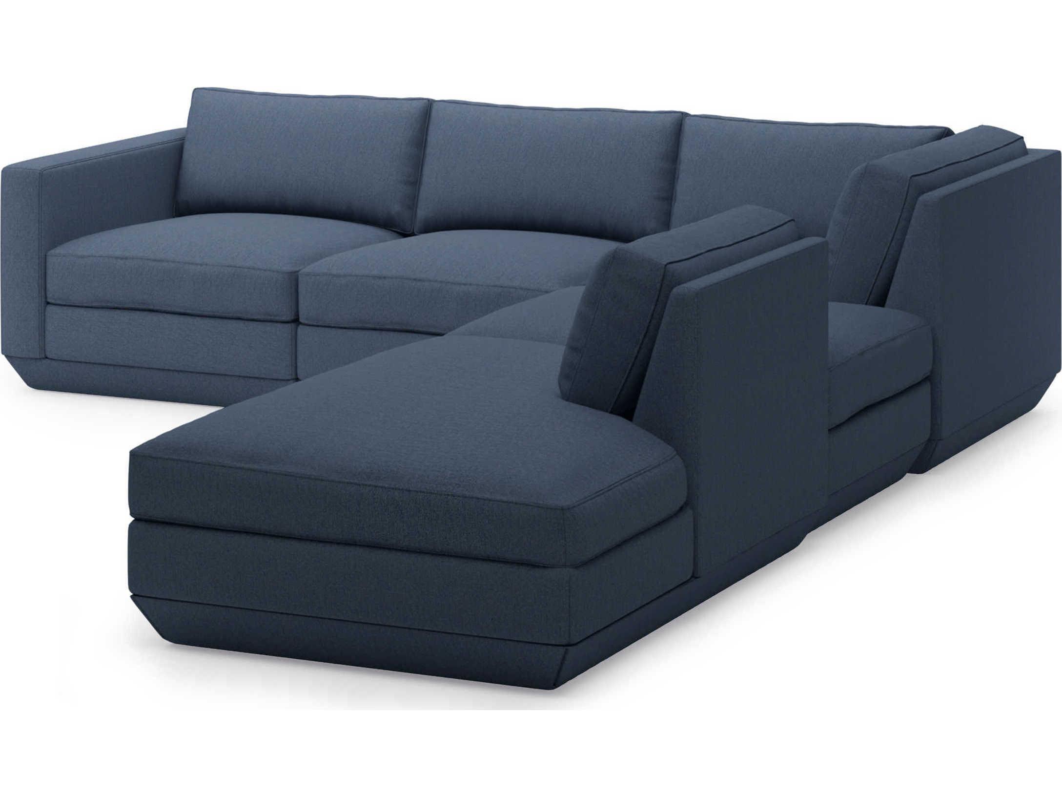 Gus* Modern Podium Blue Upholstered Sectional Sofa