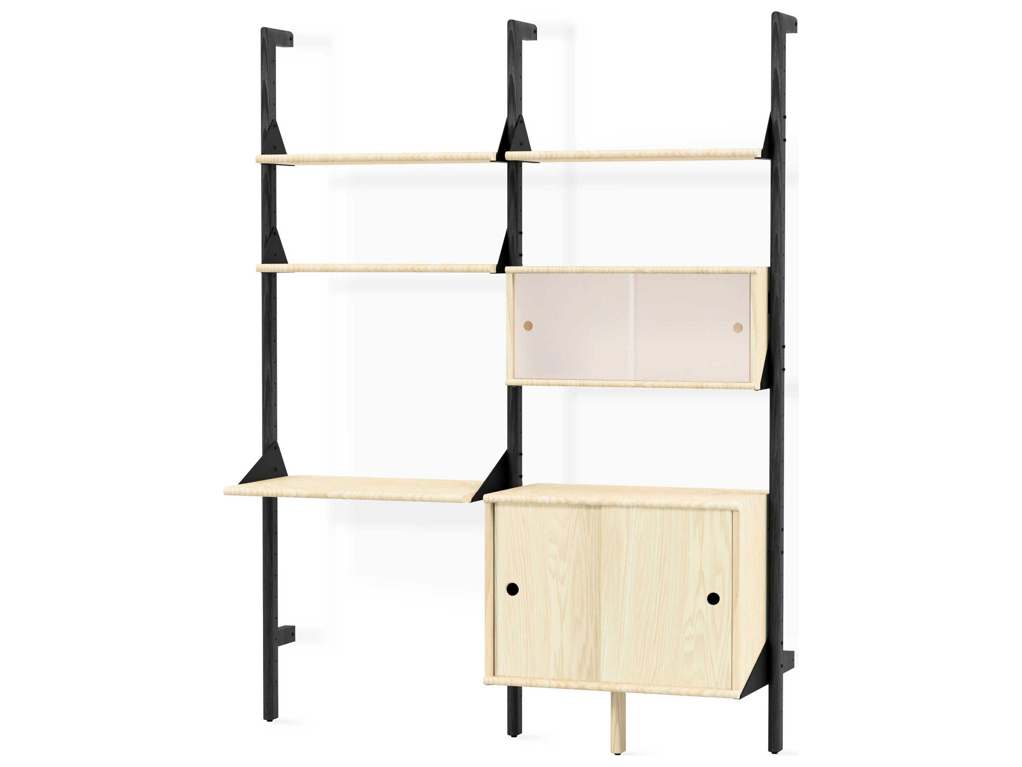 Gus* Modern Branch Black Blonde Beige Ash Wood Leaning Ladder Desk