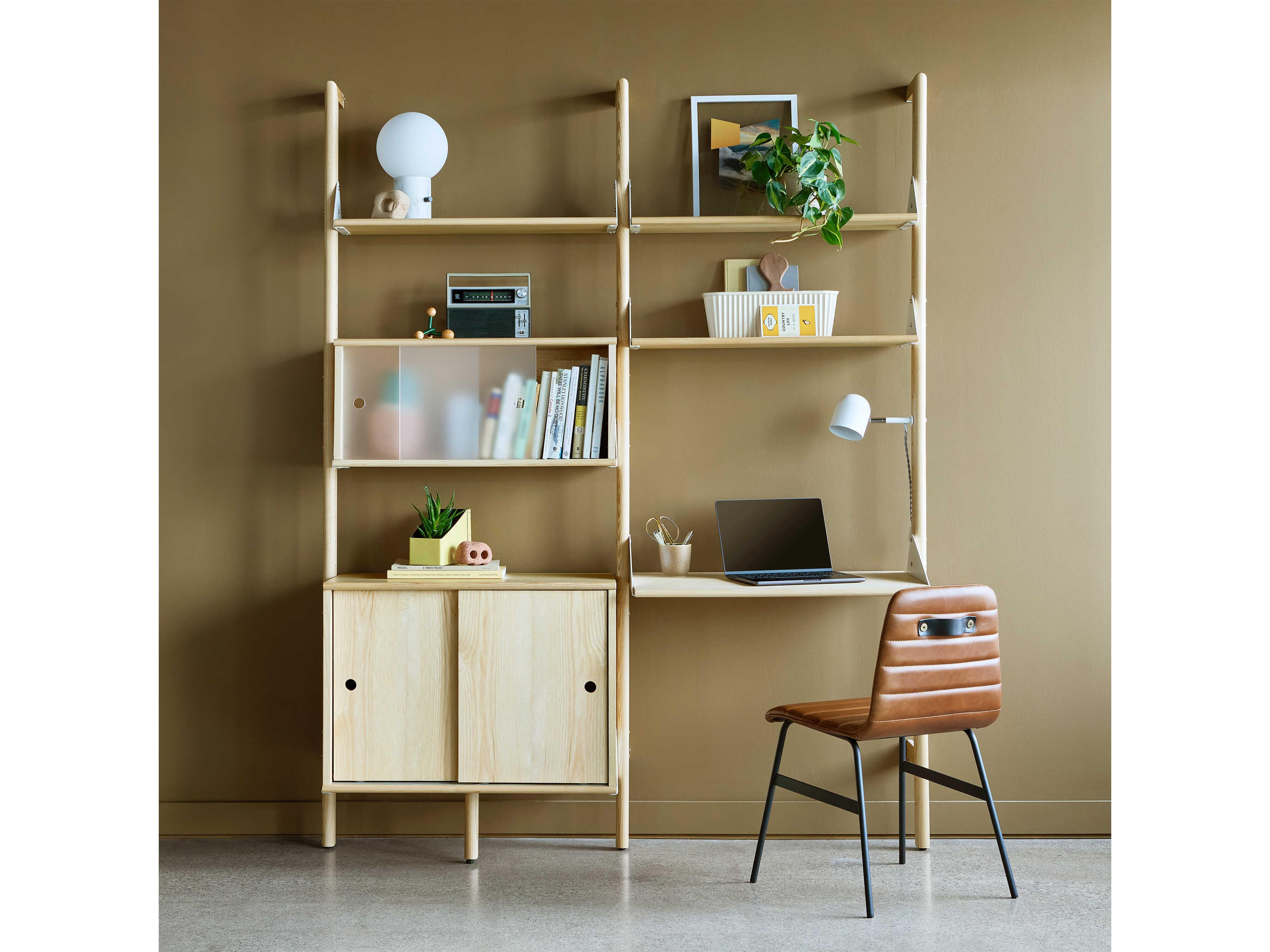 Gus* Modern Branch Blonde White Beige Ash Wood Leaning Ladder Desk