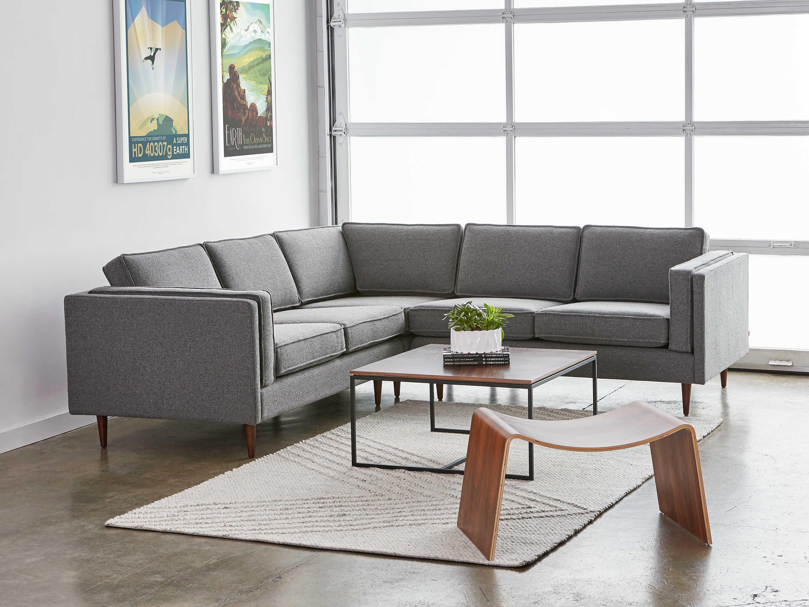 Gus* Modern Adelaide Gray Upholstered Sectional Sofa