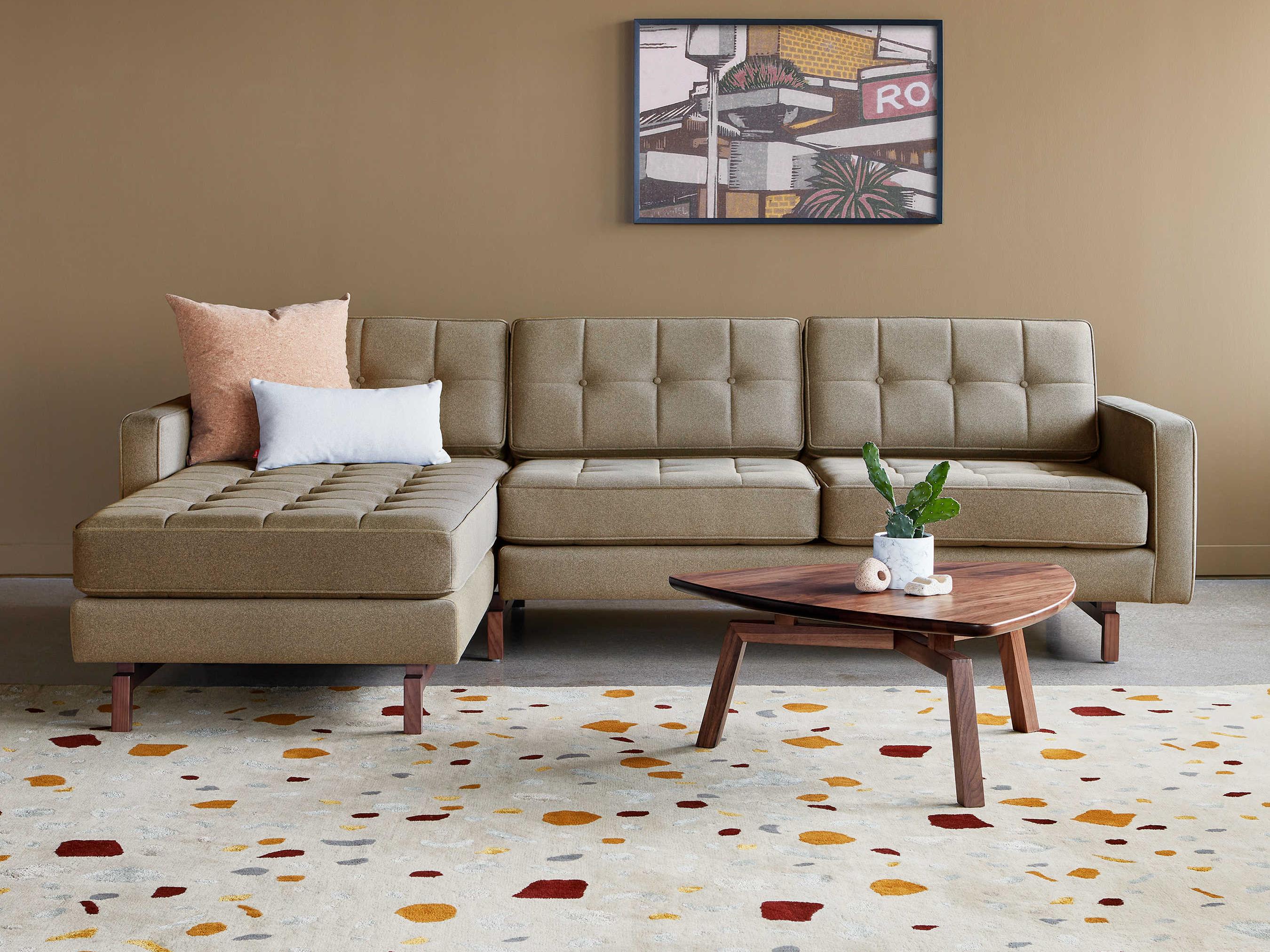 Gus* Modern Jane-2 Green Upholstered Sectional Sofa