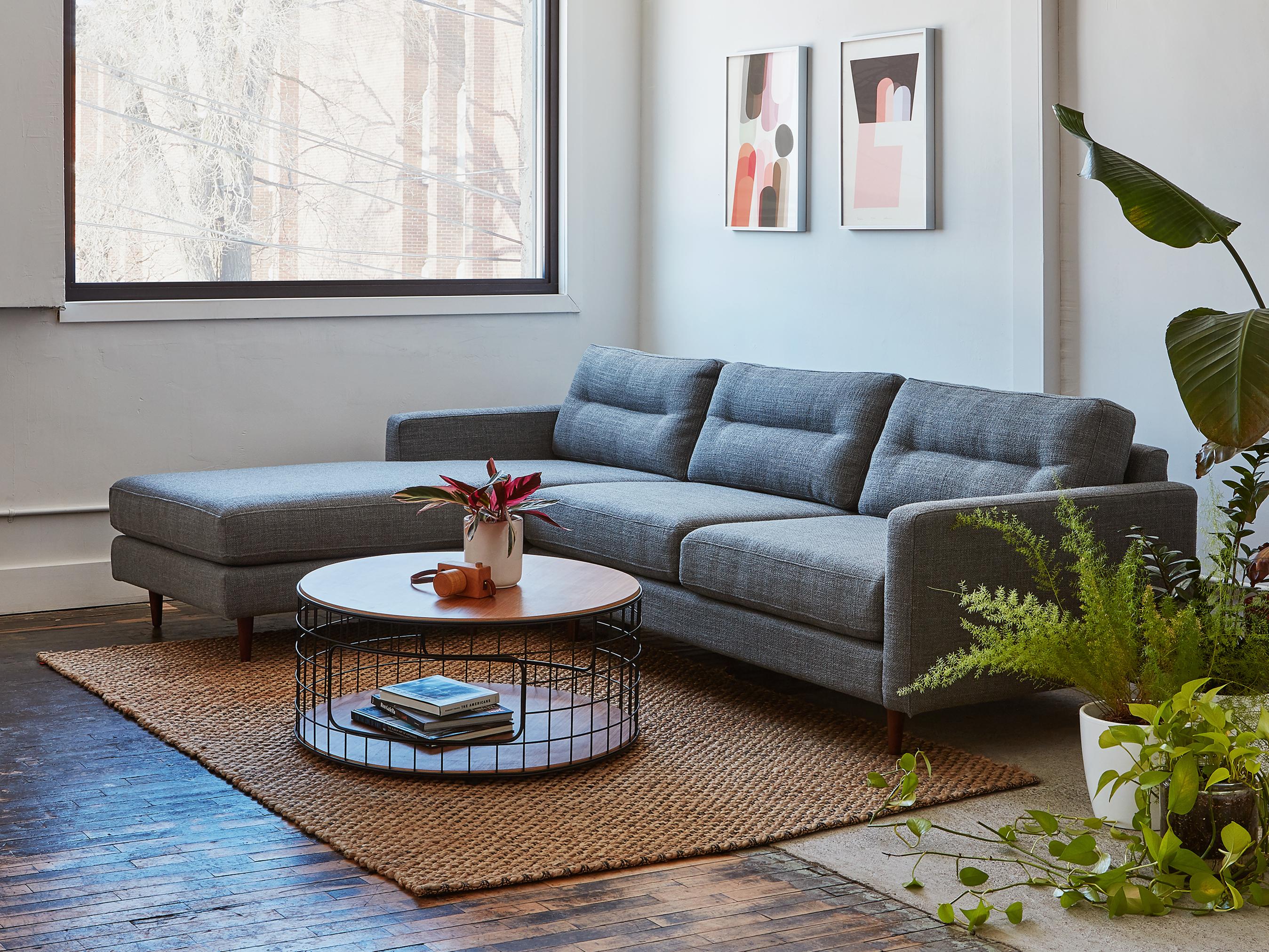 Gus* Modern Logan Gray Upholstered Sectional Sofa