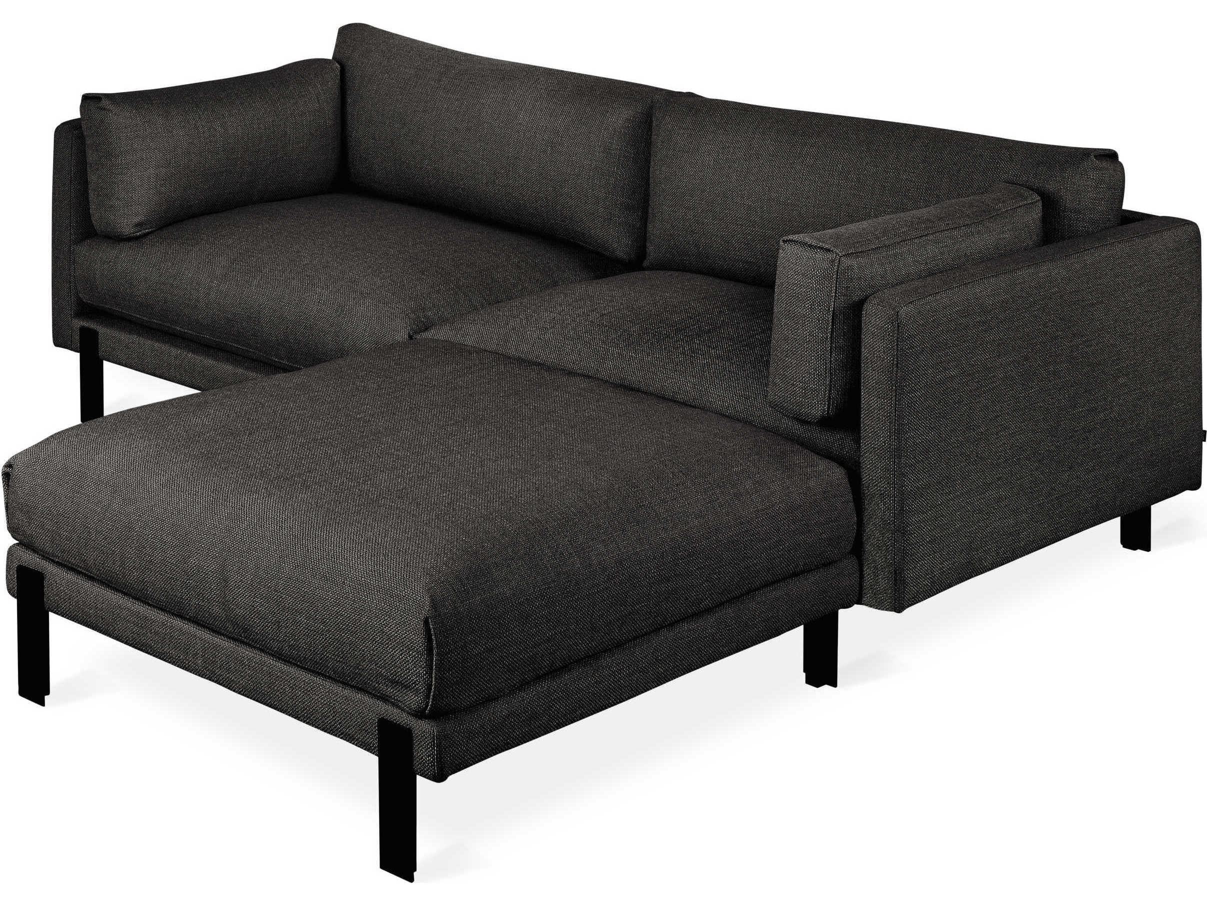 Gus* Modern Silverlake Black Upholstered Sectional Sofa