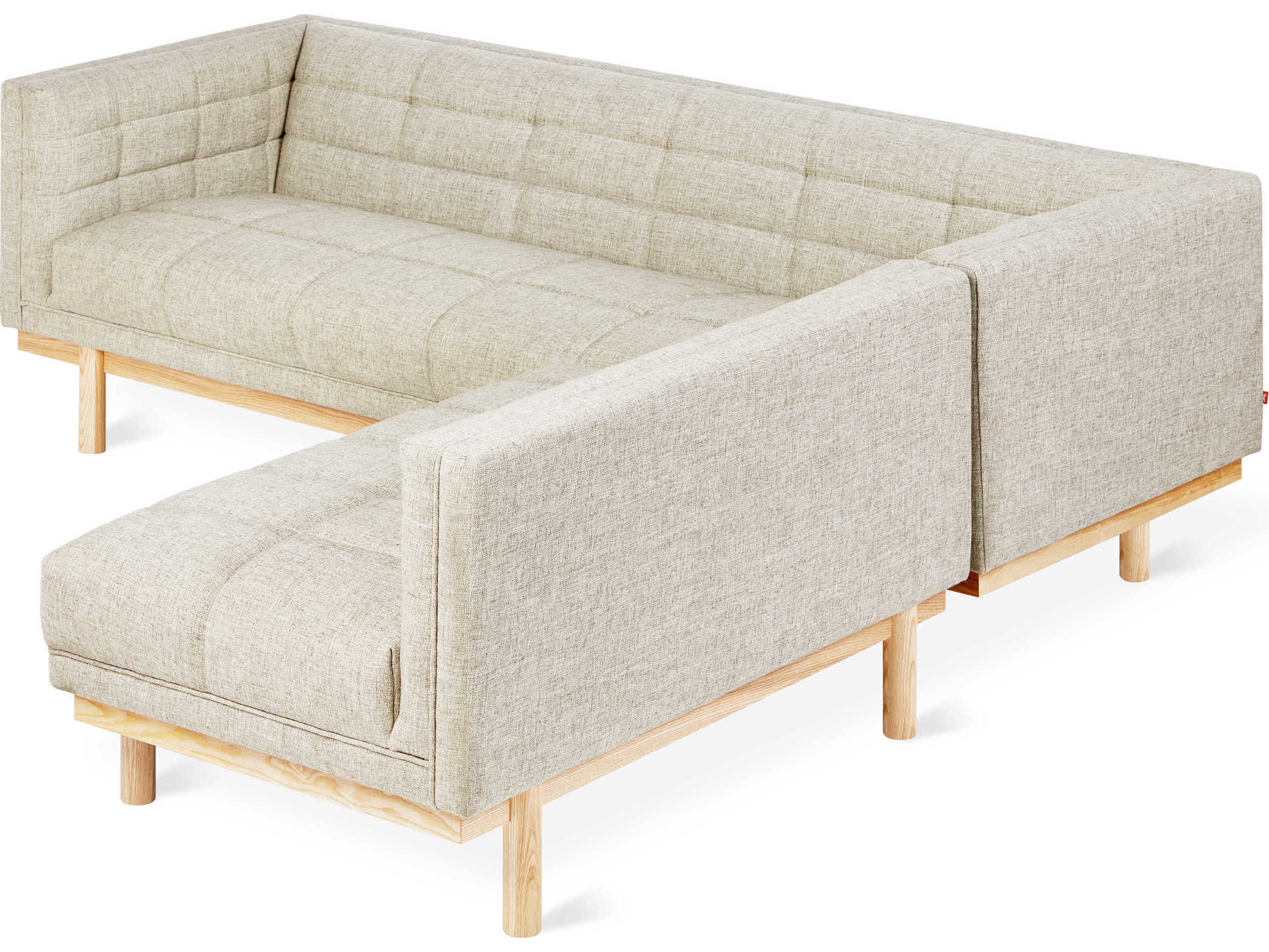 Gus* Modern Mulholland Tufted Beige Upholstered Sectional Sofa