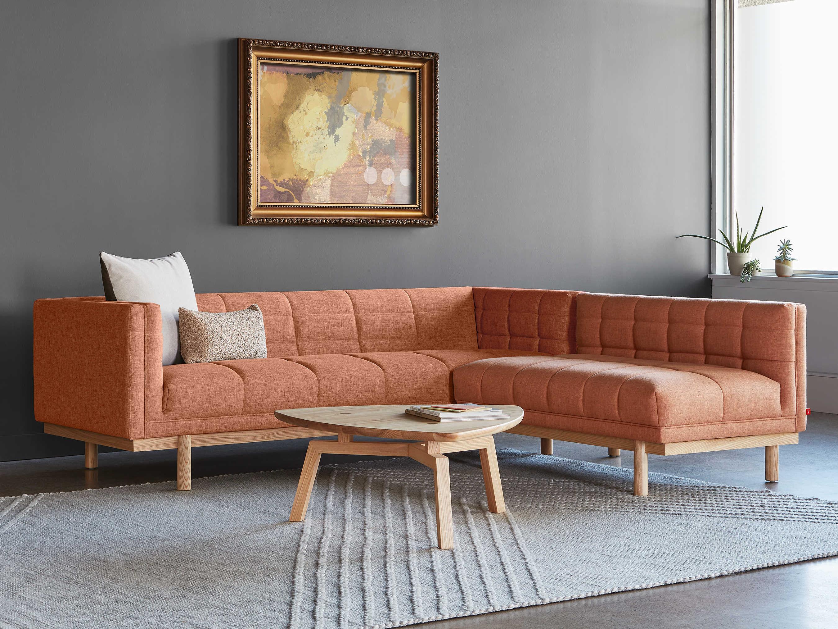 Gus* Modern Mulholland Tufted Brown Upholstered Sectional Sofa