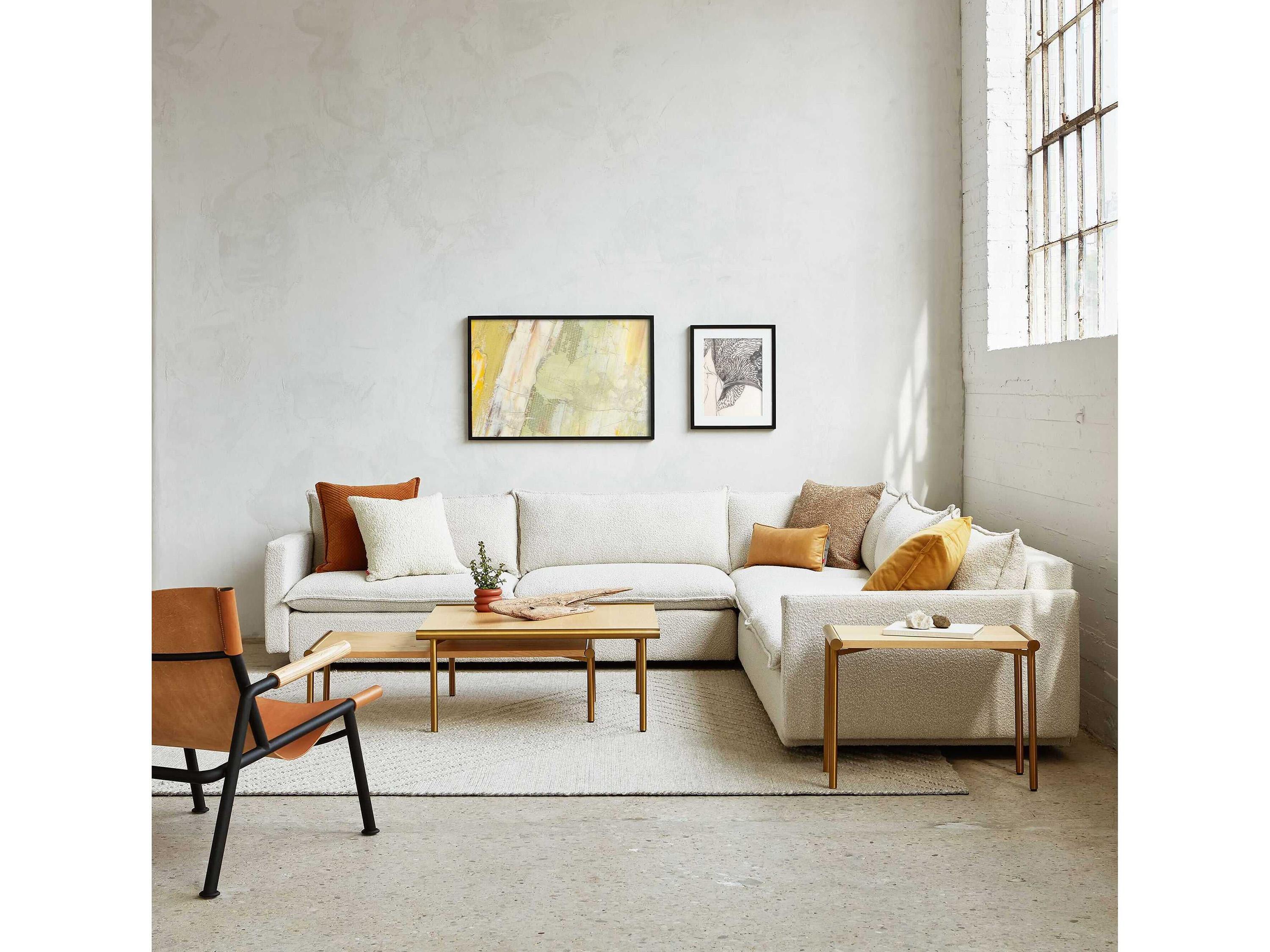 Gus* Modern Sola White Upholstered Sectional Sofa