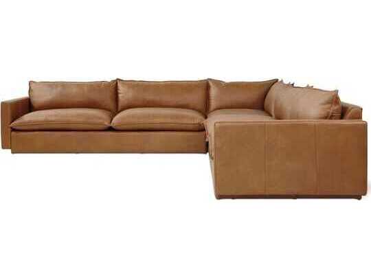 Gus* Modern Sola Brown Leather Sectional Sofa