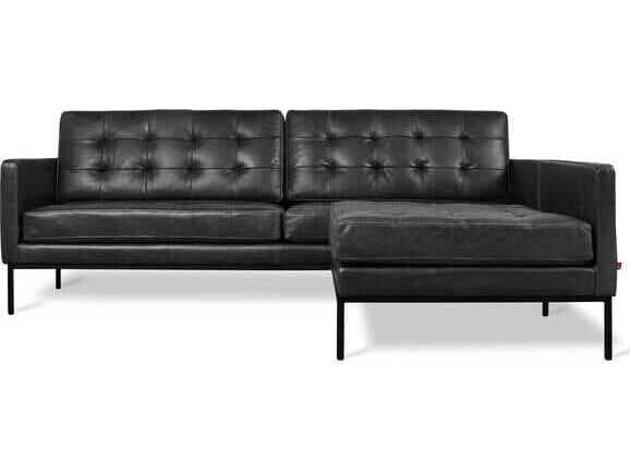 Gus* Modern Towne Black Leather Sectional Sofa
