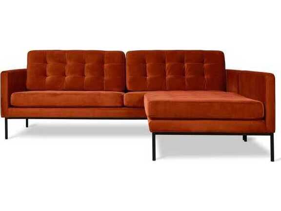 Gus* Modern Towne Orange Velvet Upholstered Sectional Sofa