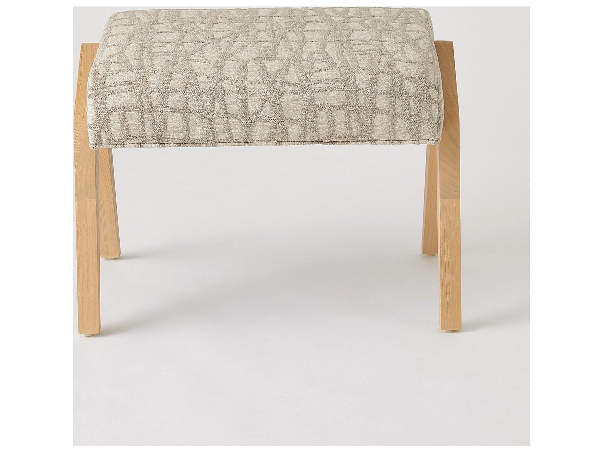 Global Views Beige Upholstered Ottoman