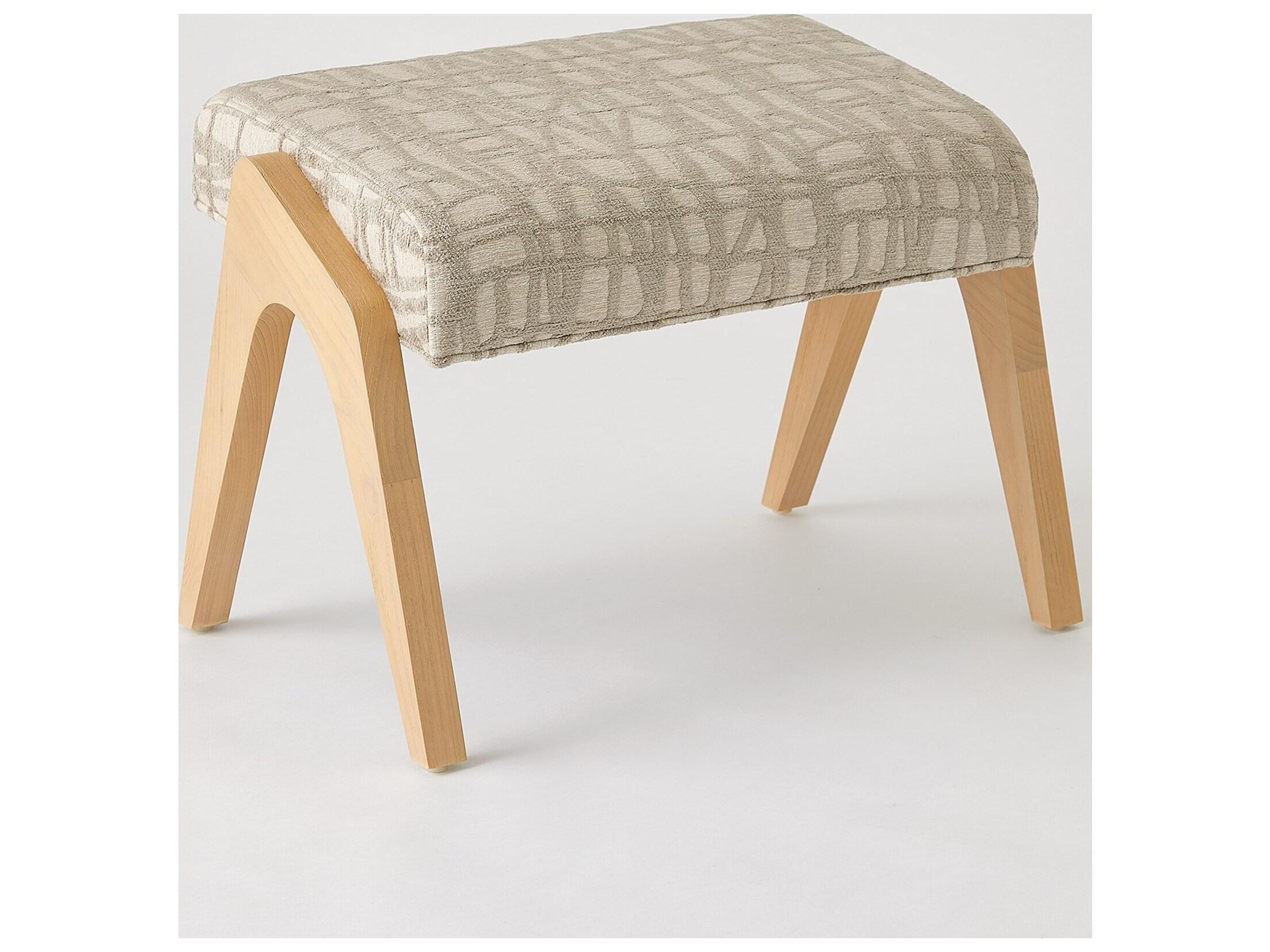 Global Views Beige Upholstered Ottoman