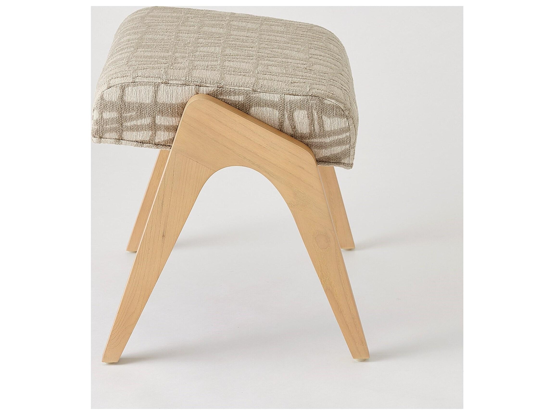 Global Views Beige Upholstered Ottoman