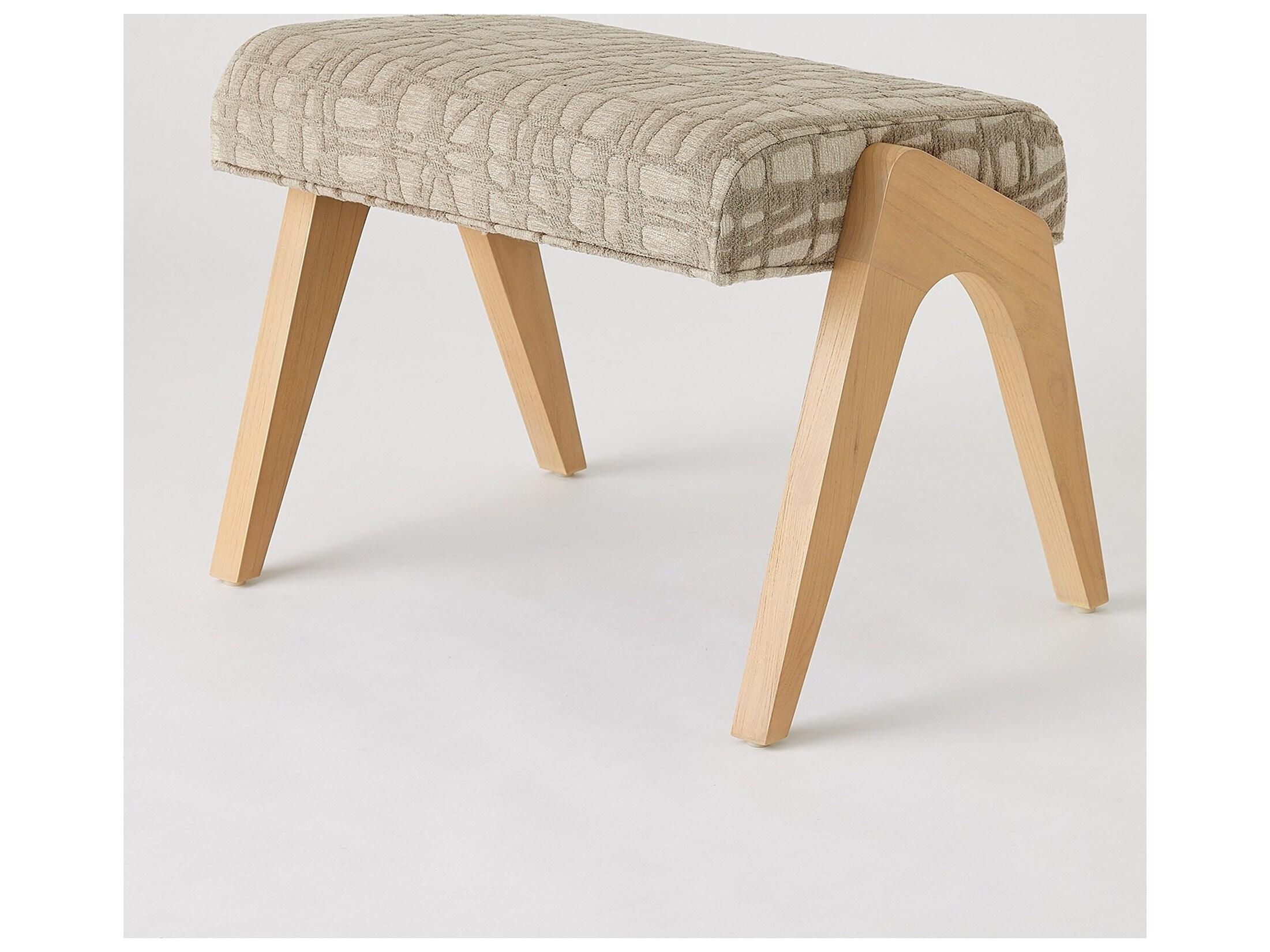 Global Views Beige Upholstered Ottoman