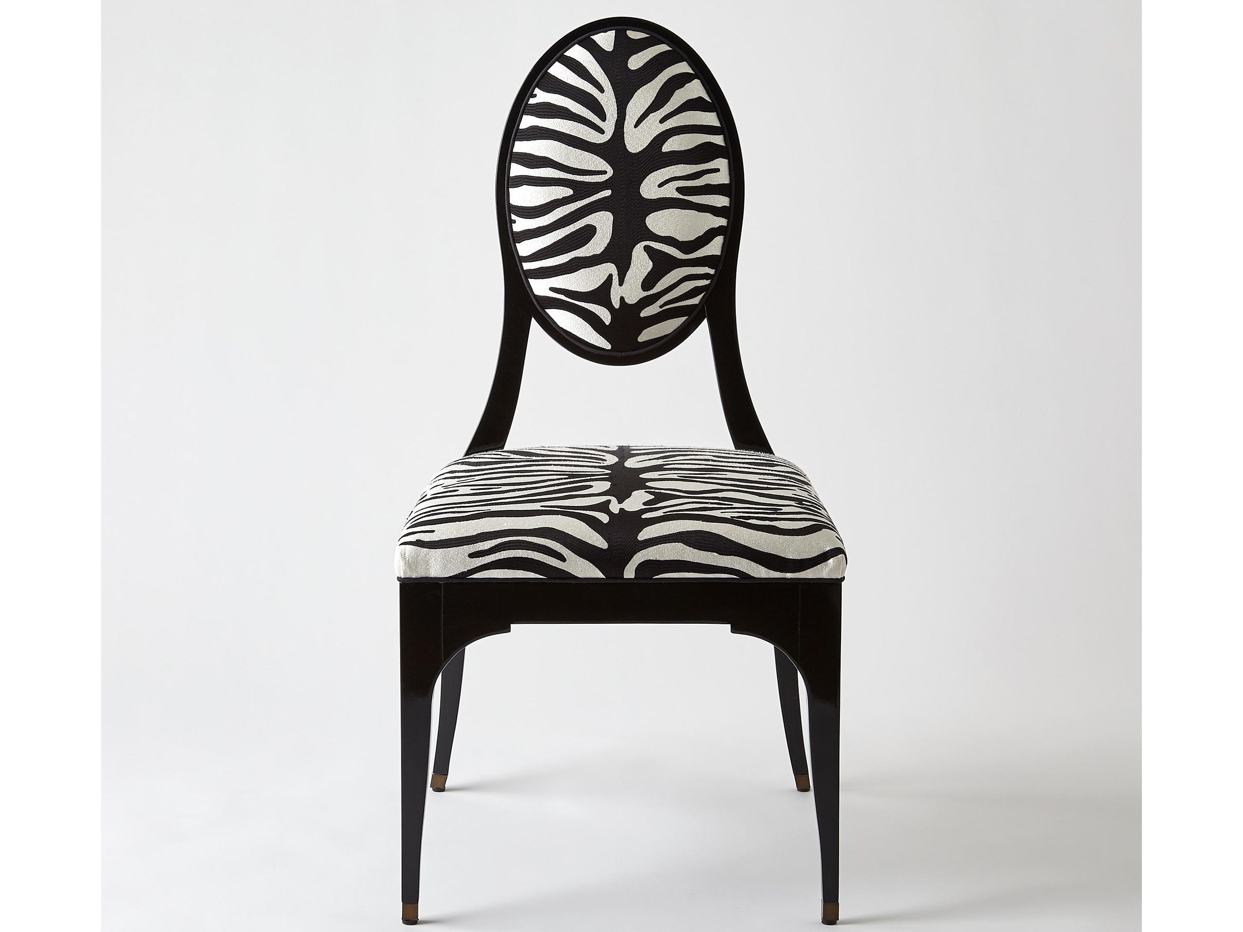 Global Views Rubberwood Black Upholstered Side Dining Chair