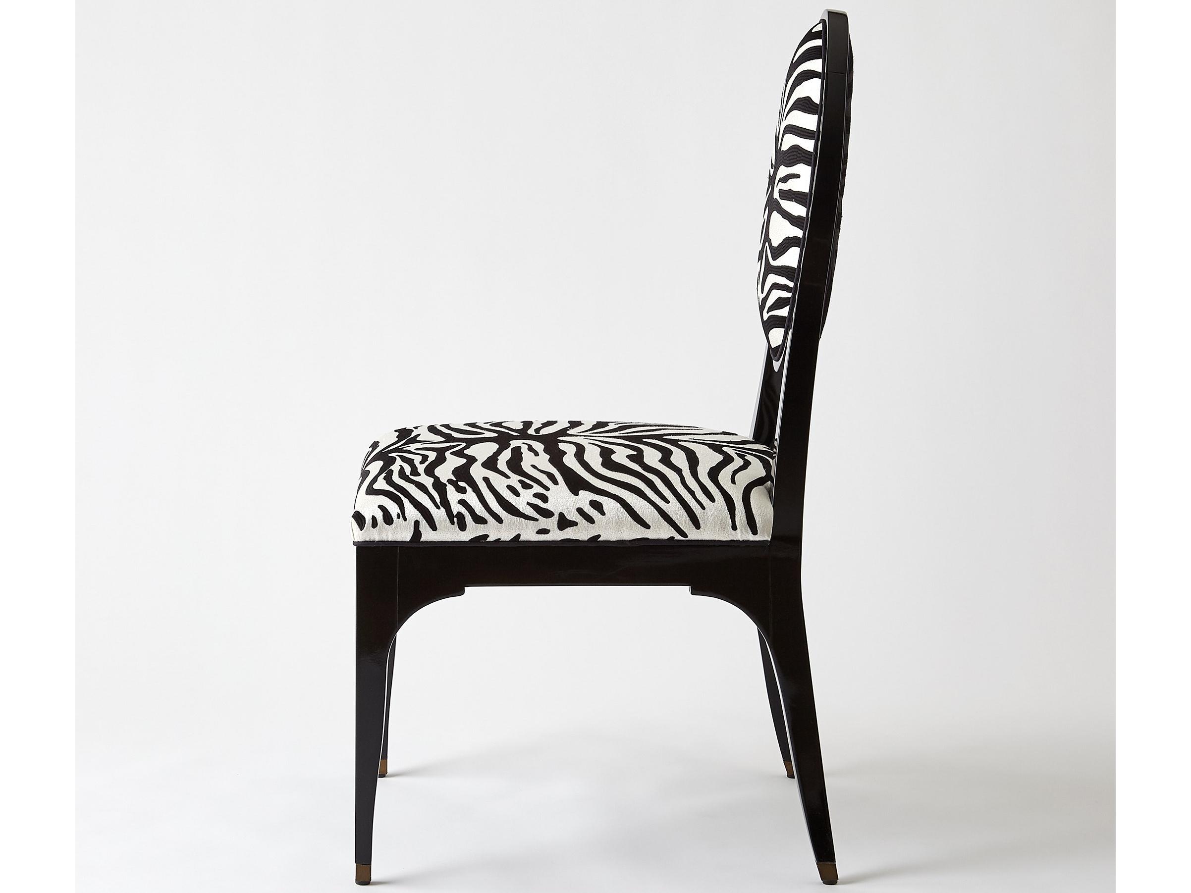 Global Views Rubberwood Black Upholstered Side Dining Chair