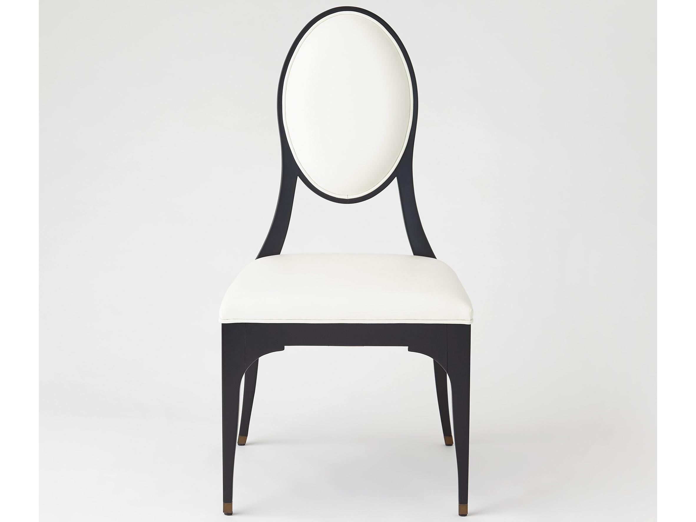 Global Views Rubberwood Black Upholstered Side Dining Chair