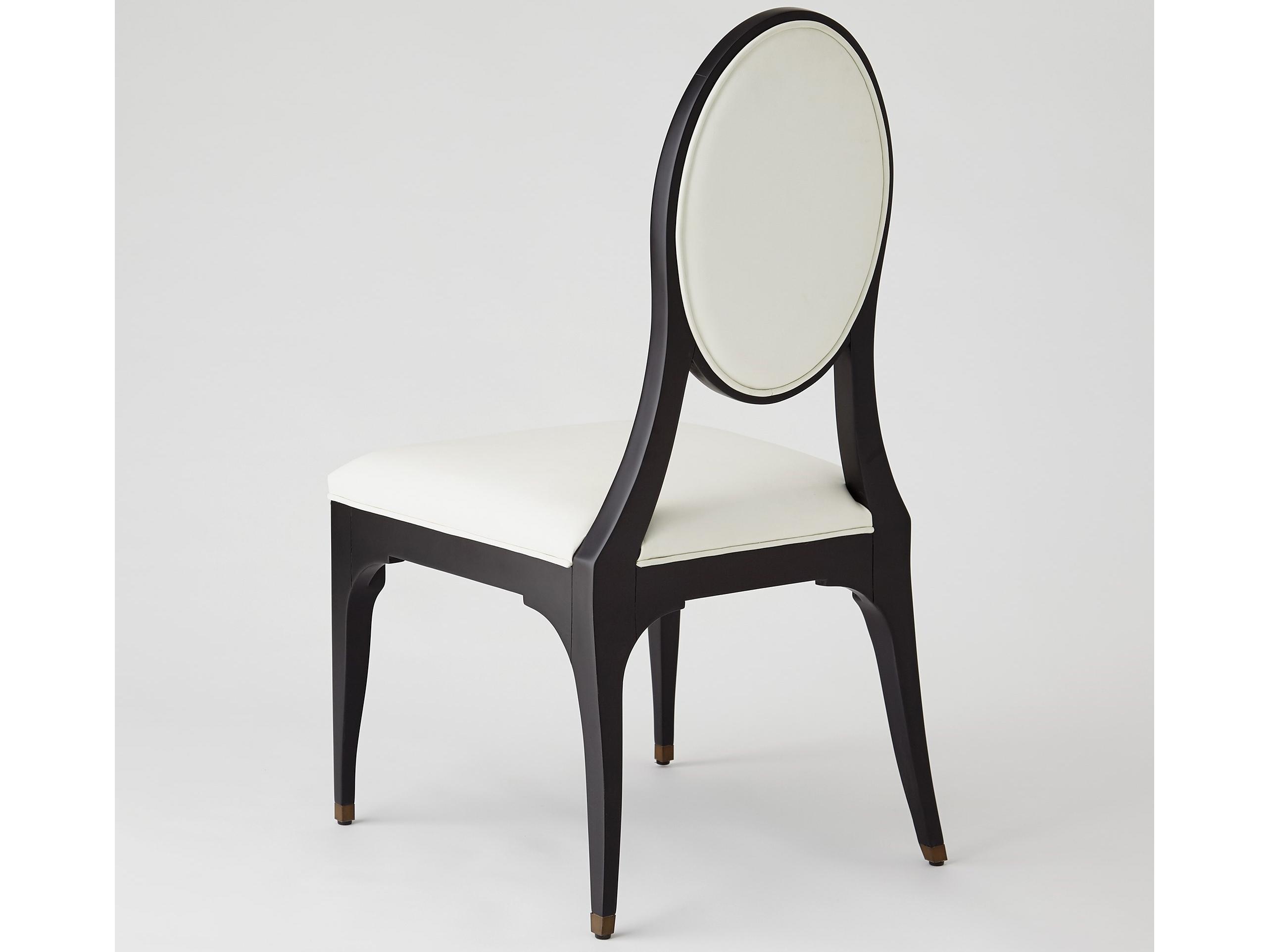 Global Views Rubberwood Black Upholstered Side Dining Chair