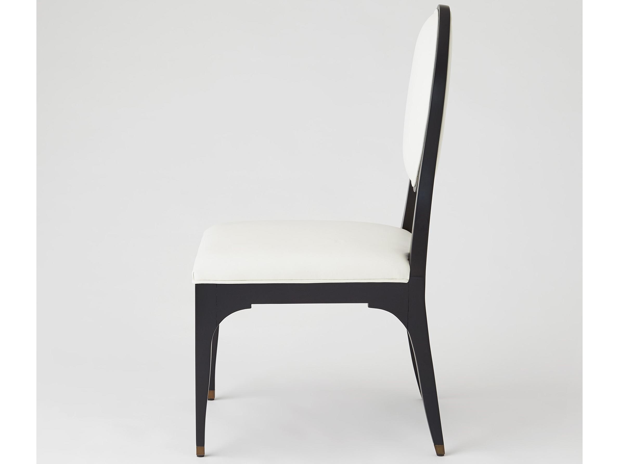 Global Views Rubberwood Black Upholstered Side Dining Chair