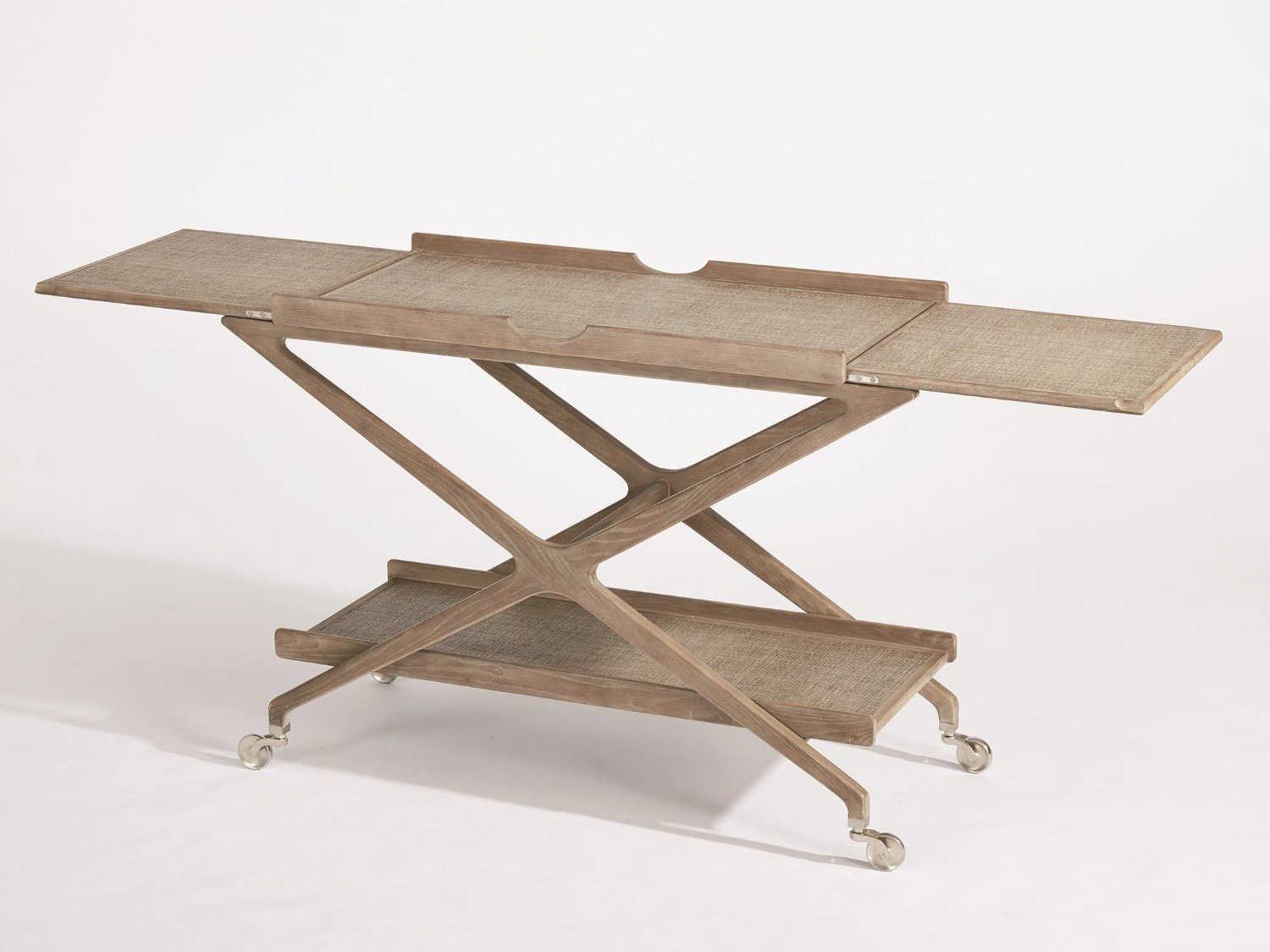 Global Views Wood Grey Cerused Ash Nickel Bar Cart