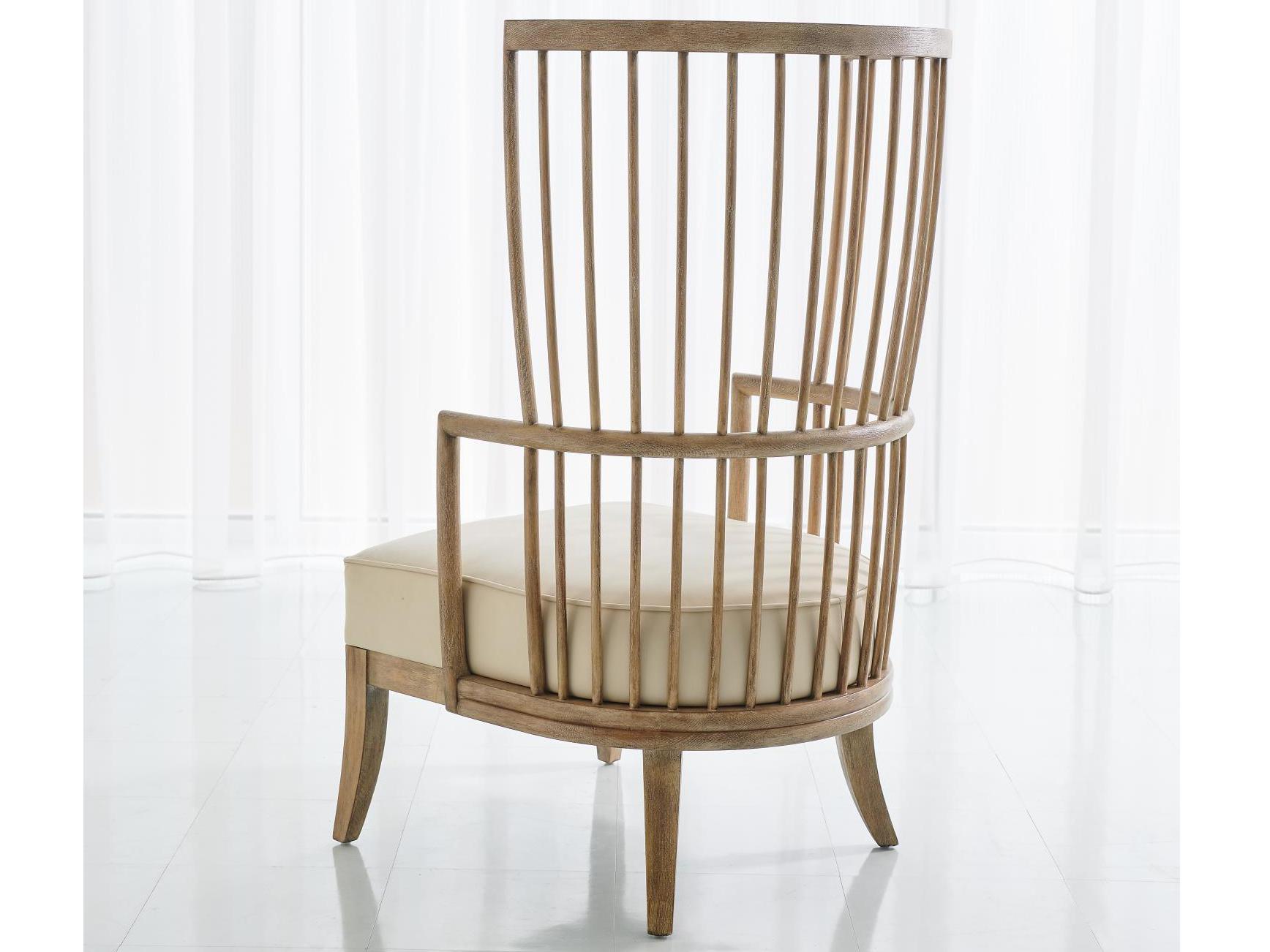 Global Views Beige Leather Accent Chair