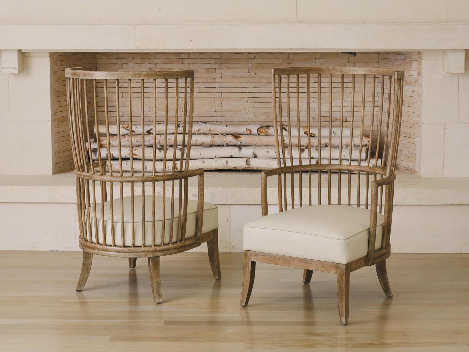 Global Views Beige Leather Accent Chair