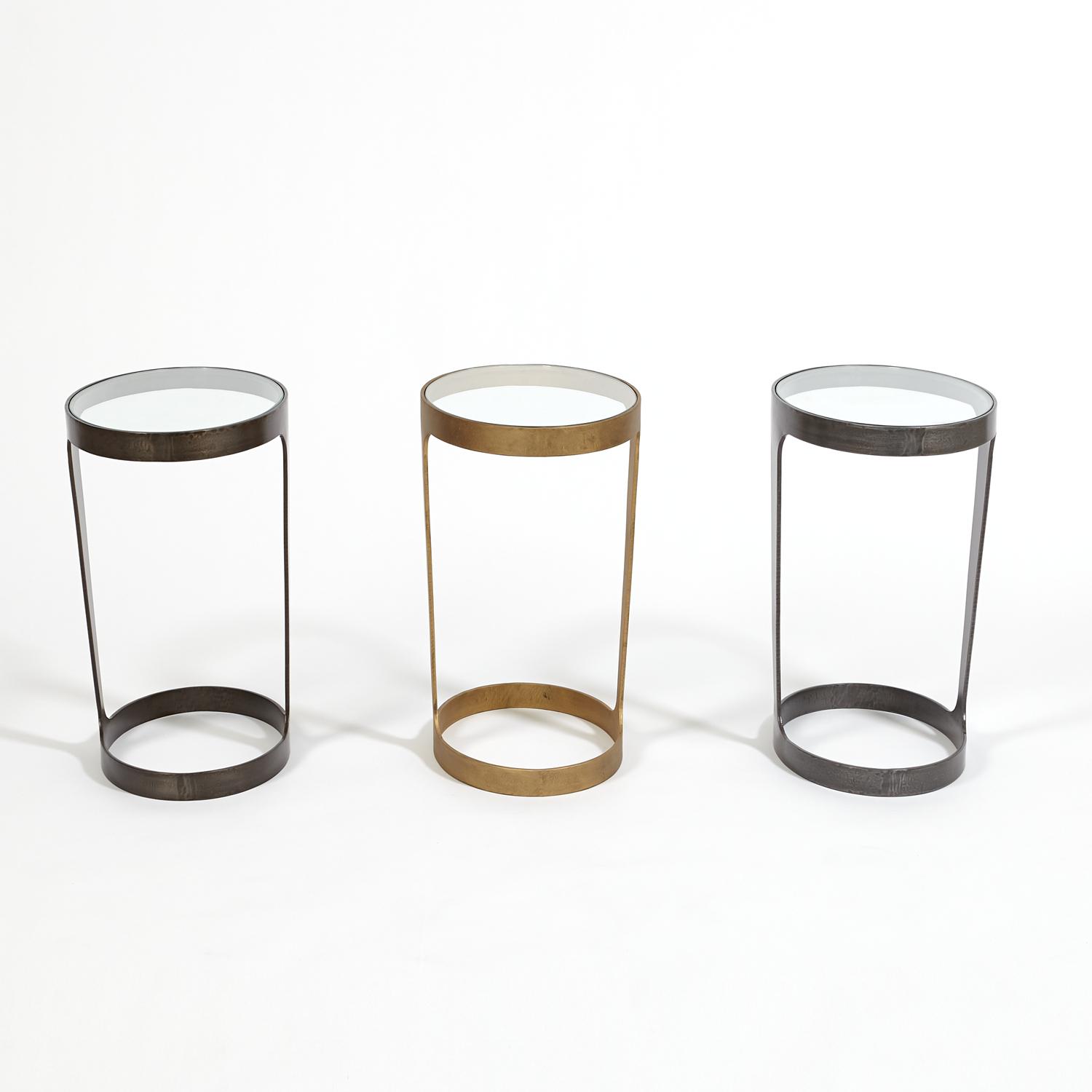 Global Views Oval Glass Antique Gold End Table