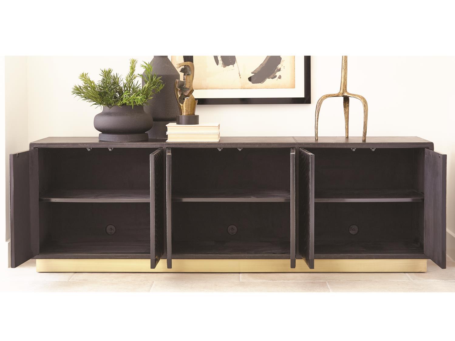 Global Views 86" Mango Wood Satin Antique Gold Sideboard