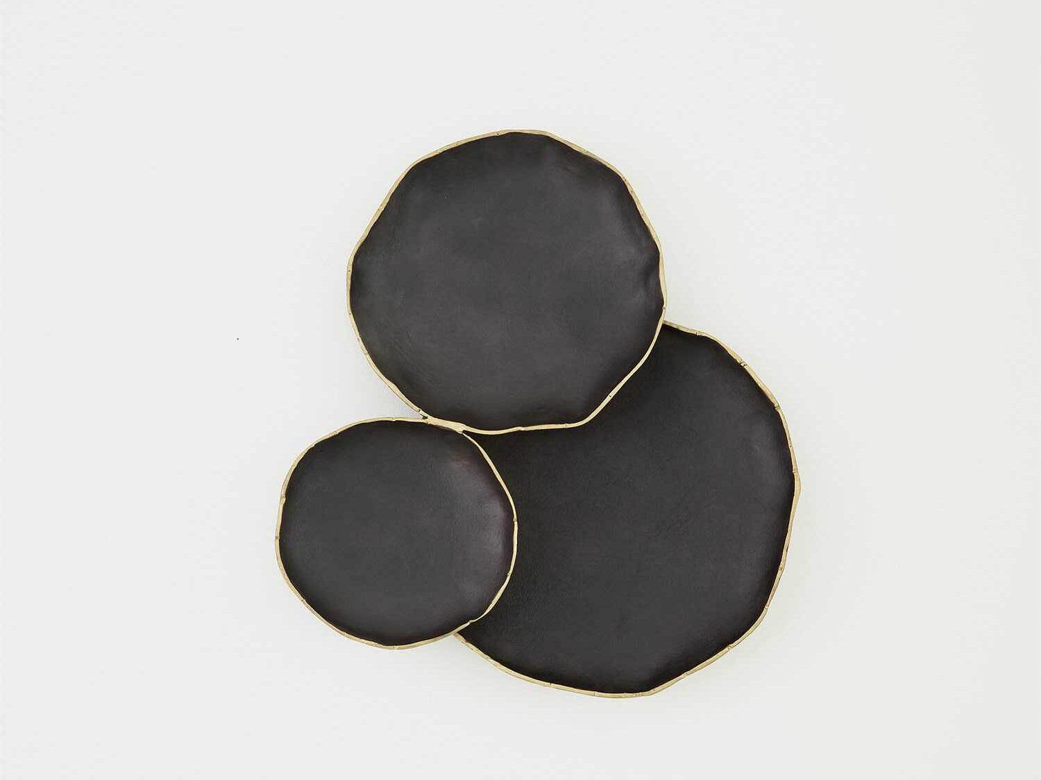 Global Views Tipped Edge Black / Antique Brass 28" 3-Cluster Wall Decor