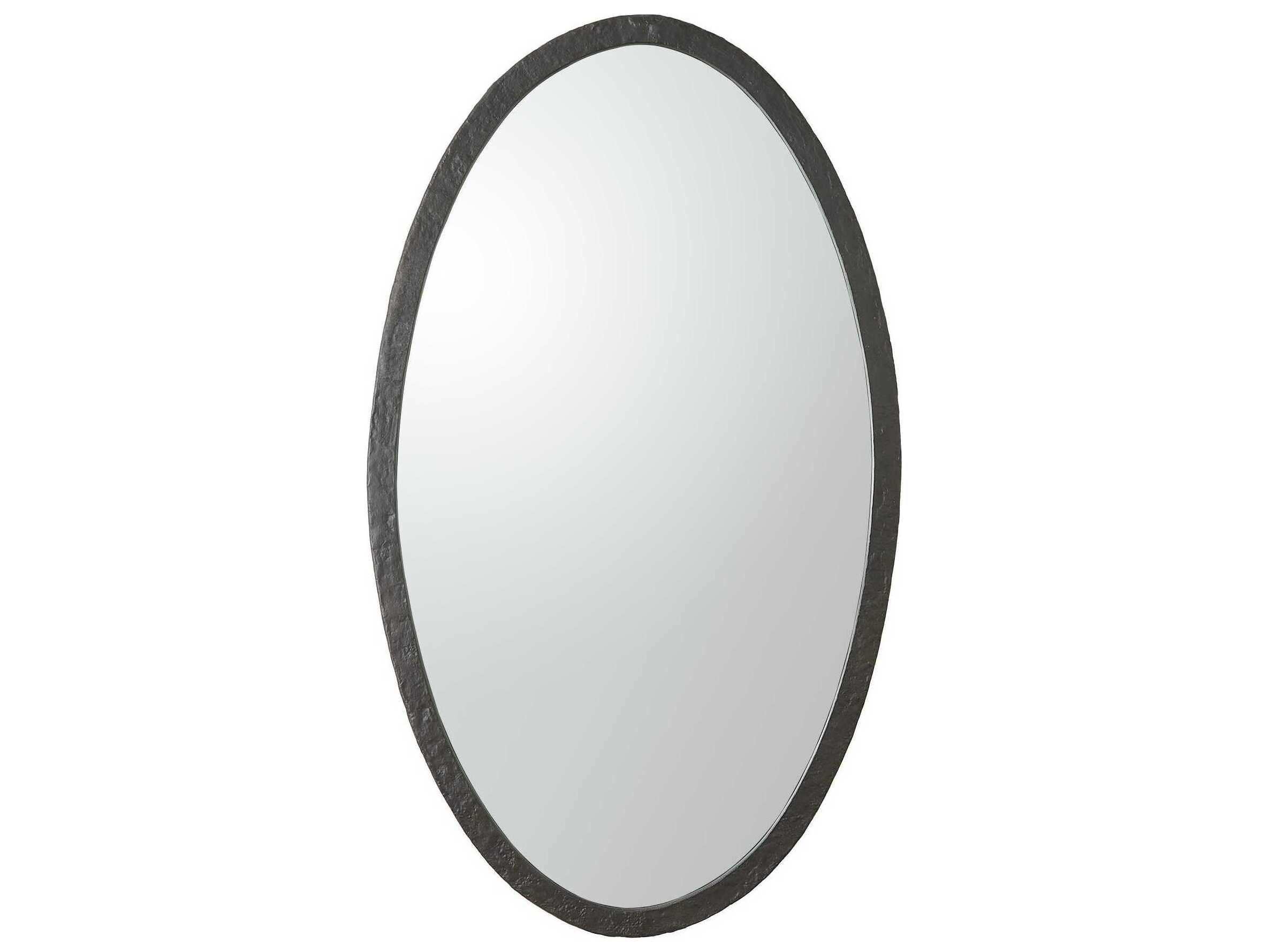 Global Views Forged Iron Black Oval Wall Mirror